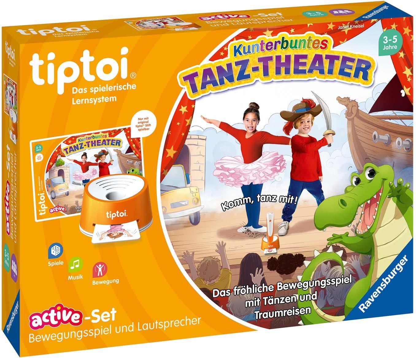 Ravensburger Spiel tiptoi® ACTIVE Set Kunterbuntes Tanz-Theater, Bewegungsspiel, mit tiptoi® Lautsprecher