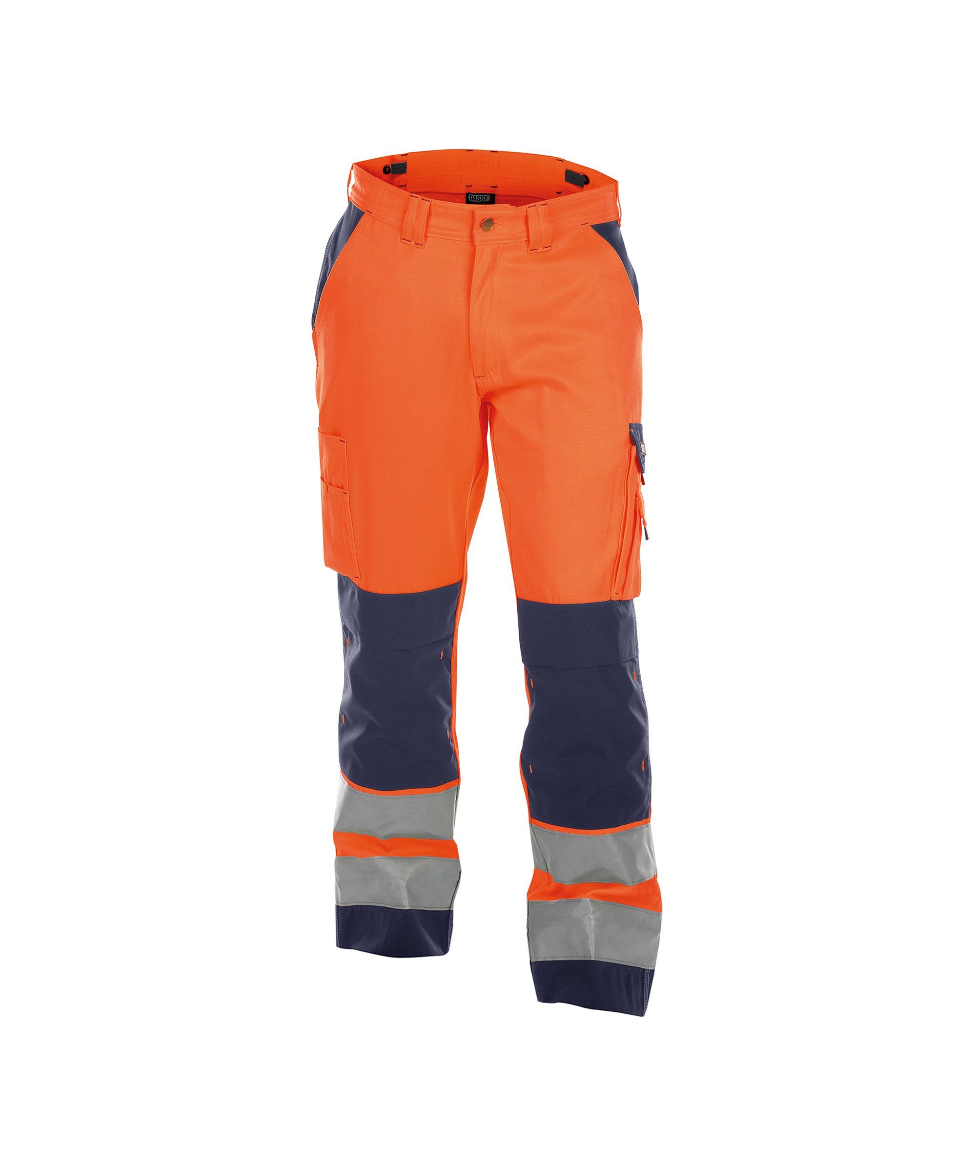 Dassy Arbeitshose Warnschutzhose mit Kniepolstertaschen Buffalo (1-tlg) neonorange/dunkelblau