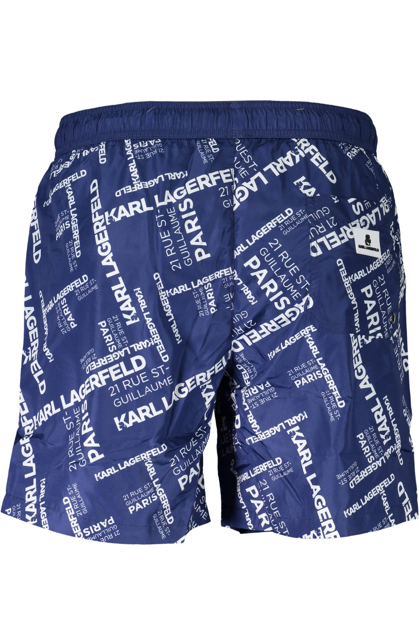 KARL LAGERFELD Badeshorts Blaue mittellange Herren-Badehose mit Taschen und Kordelzug