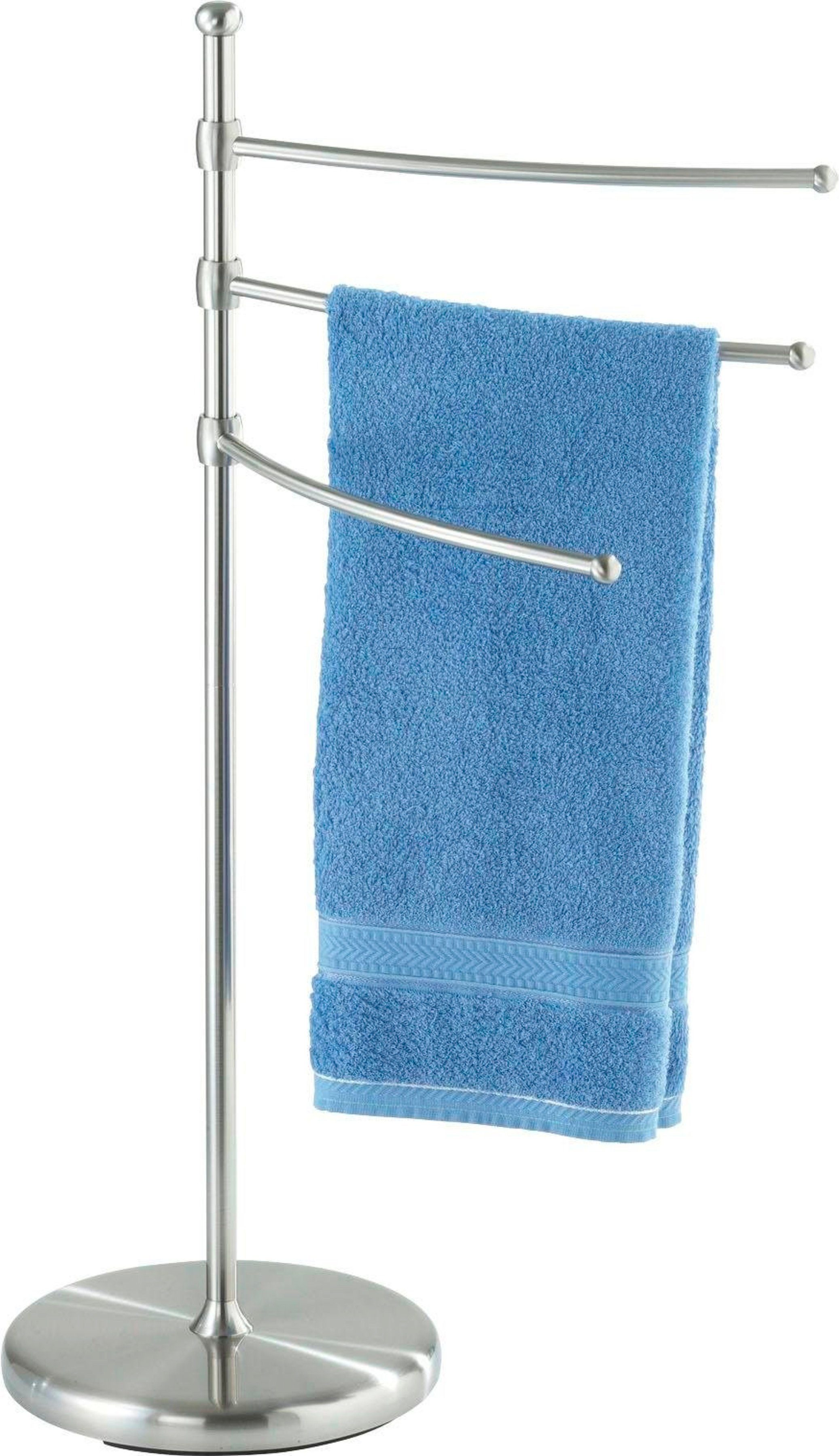 WENKO Handtuchständer Adiamo, Drei übereinanderliegende, höhenverstellbare,  leicht gebogene Arme | Handtuchständer