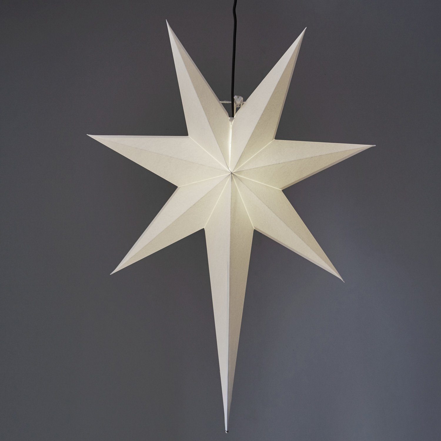 weiß Papierstern 55cm 7-zackig Stern LED STAR hängend Kabel mit TRADING Leuchtstern Faltstern