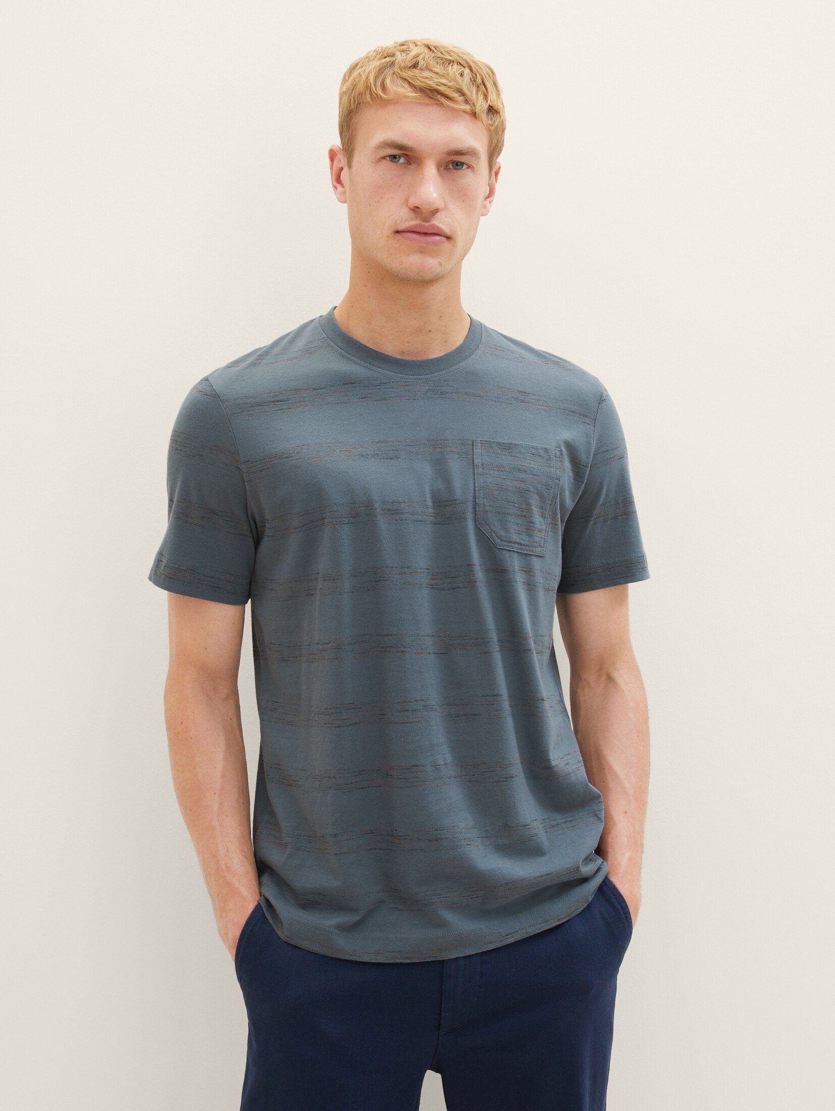 TOM TAILOR T-Shirt Gestreiftes T-Shirt dusty dark teal spacedye