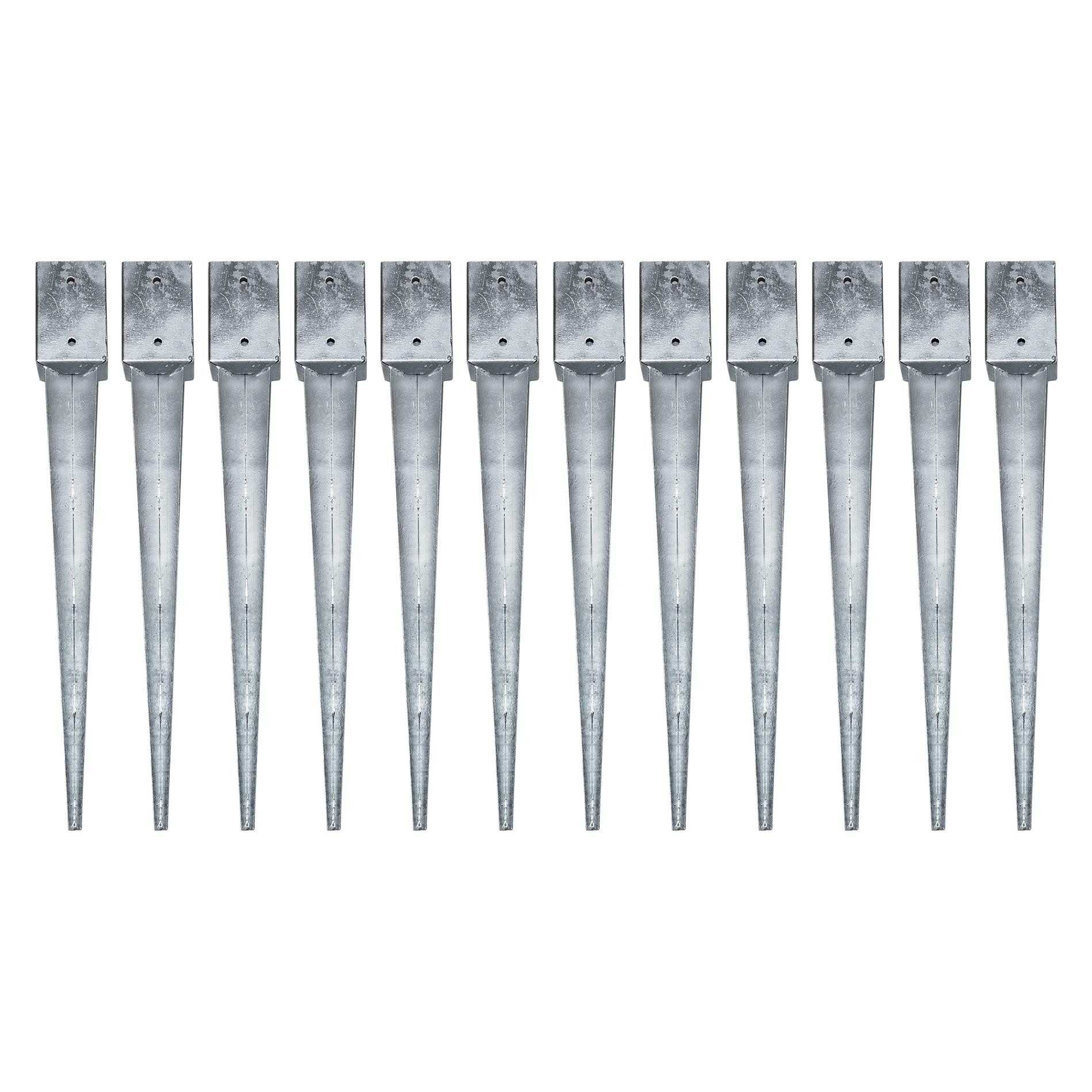 ESTEXO Einschlagbodenhülse Einschlaghülse Erdanker 12x Bodenanker 91x91x750mm Vierkant