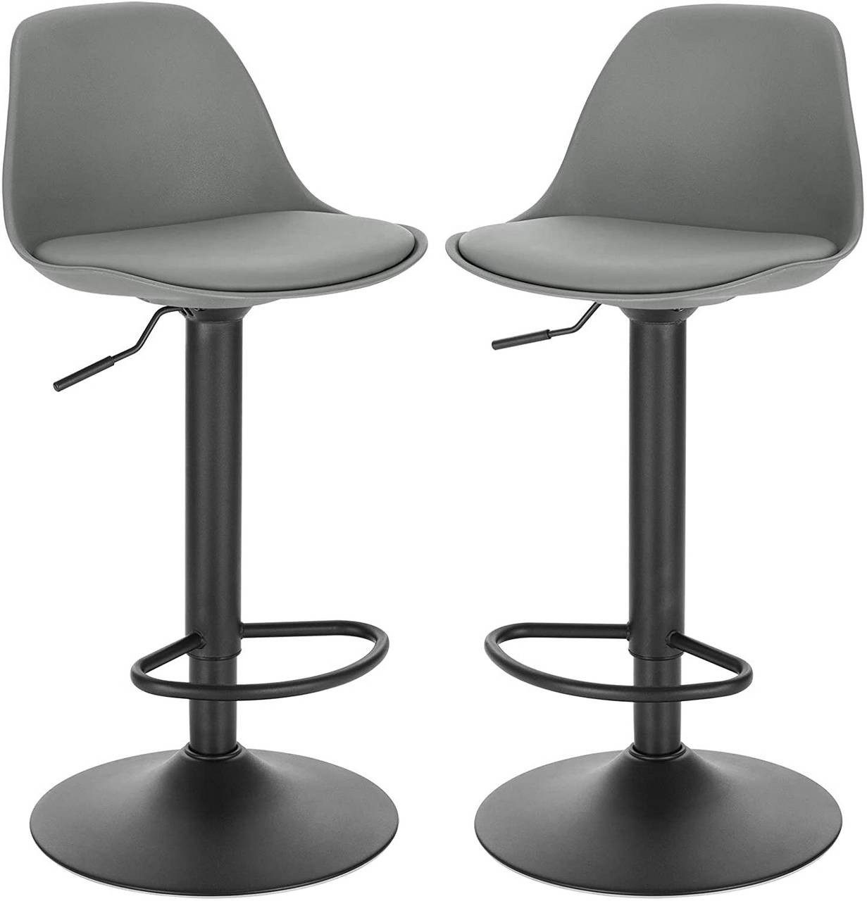 EUGAD Barhocker (2 St), 2er Set Gepolsterter Drehhocker mit Luftheber-Design, Kunstleder