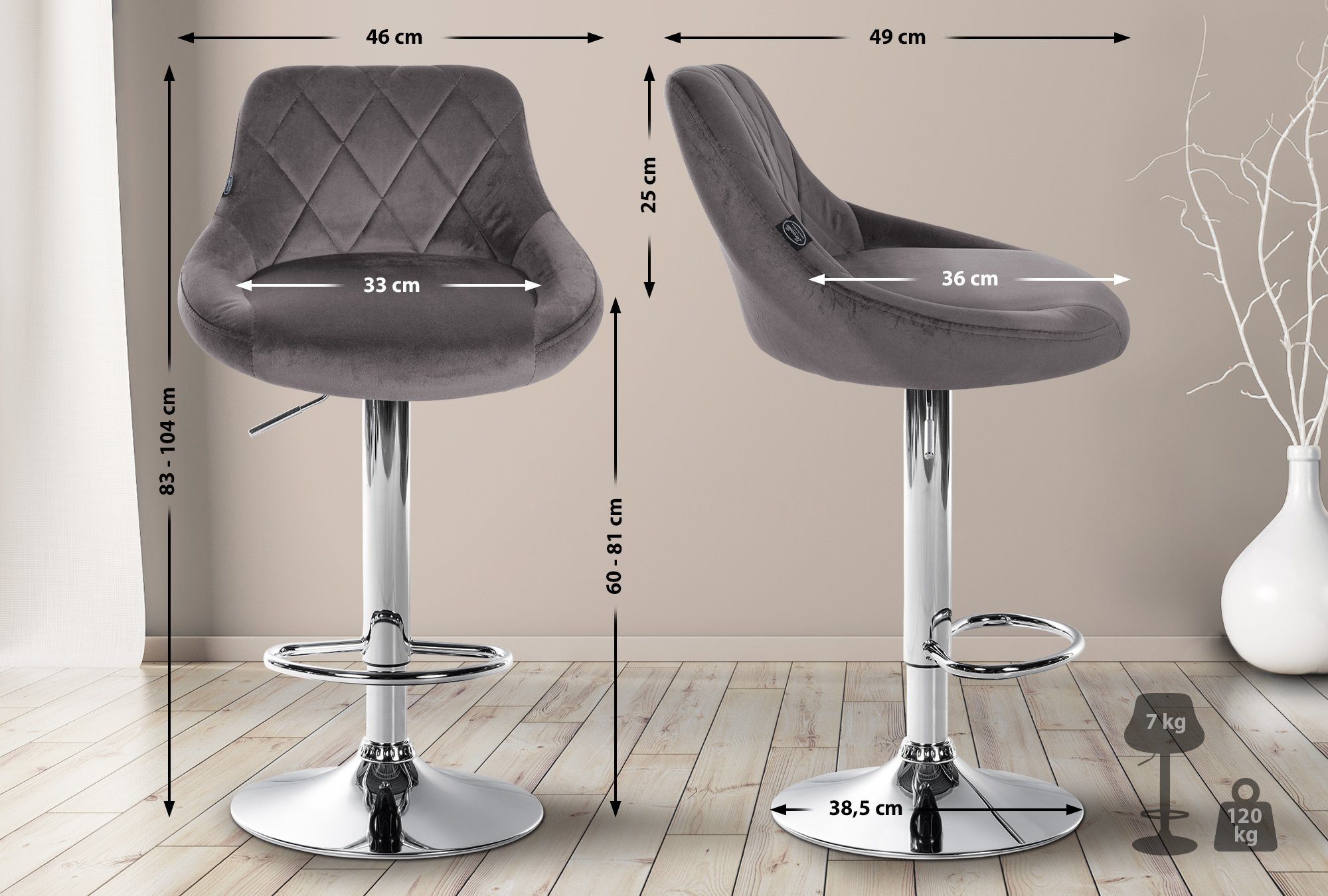 CLP Barhocker Lazio Samt (2er Set, günstig online kaufen