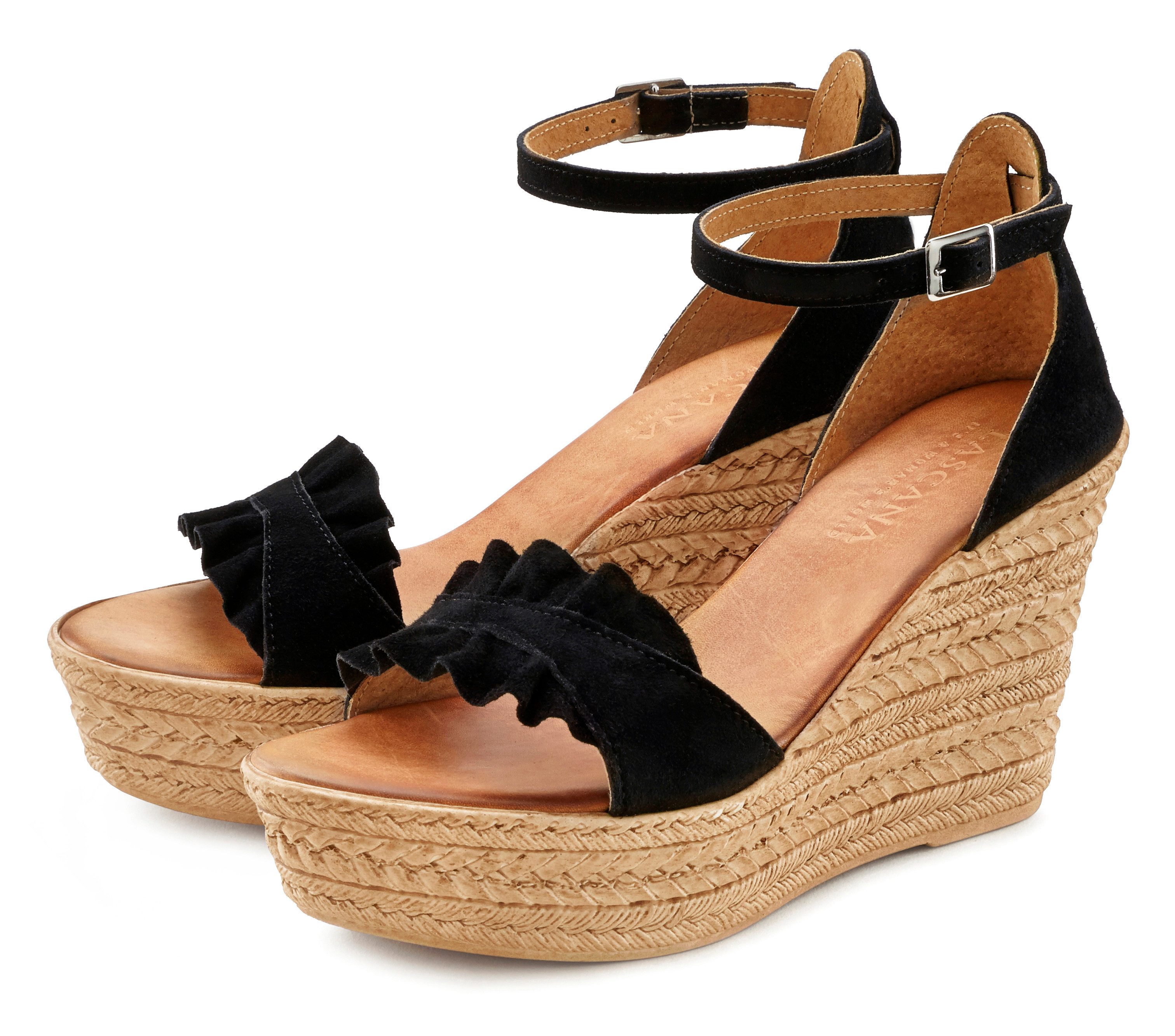 Keilabsatz Sandalette Sommerschuh aus Leder Sandale, mit LASCANA