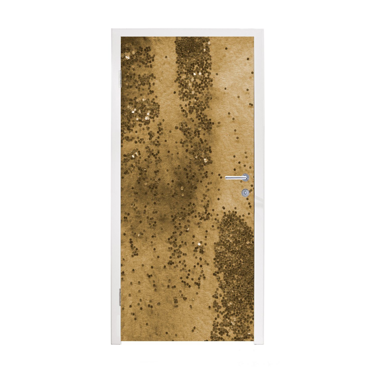 Tür, Glitzer Gold cm (1 für Türaufkleber, Fototapete Textur, Türtapete Matt, St), - MuchoWow 75x205 bedruckt, -