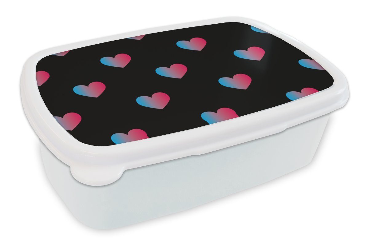 MuchoWow Lunchbox Liebe - Rosa - Blau - Valentinstag, Kunststoff, (2-tlg), Brotbox für Kinder und Erwachsene, Brotdose, für Jungs und Mädchen weiß