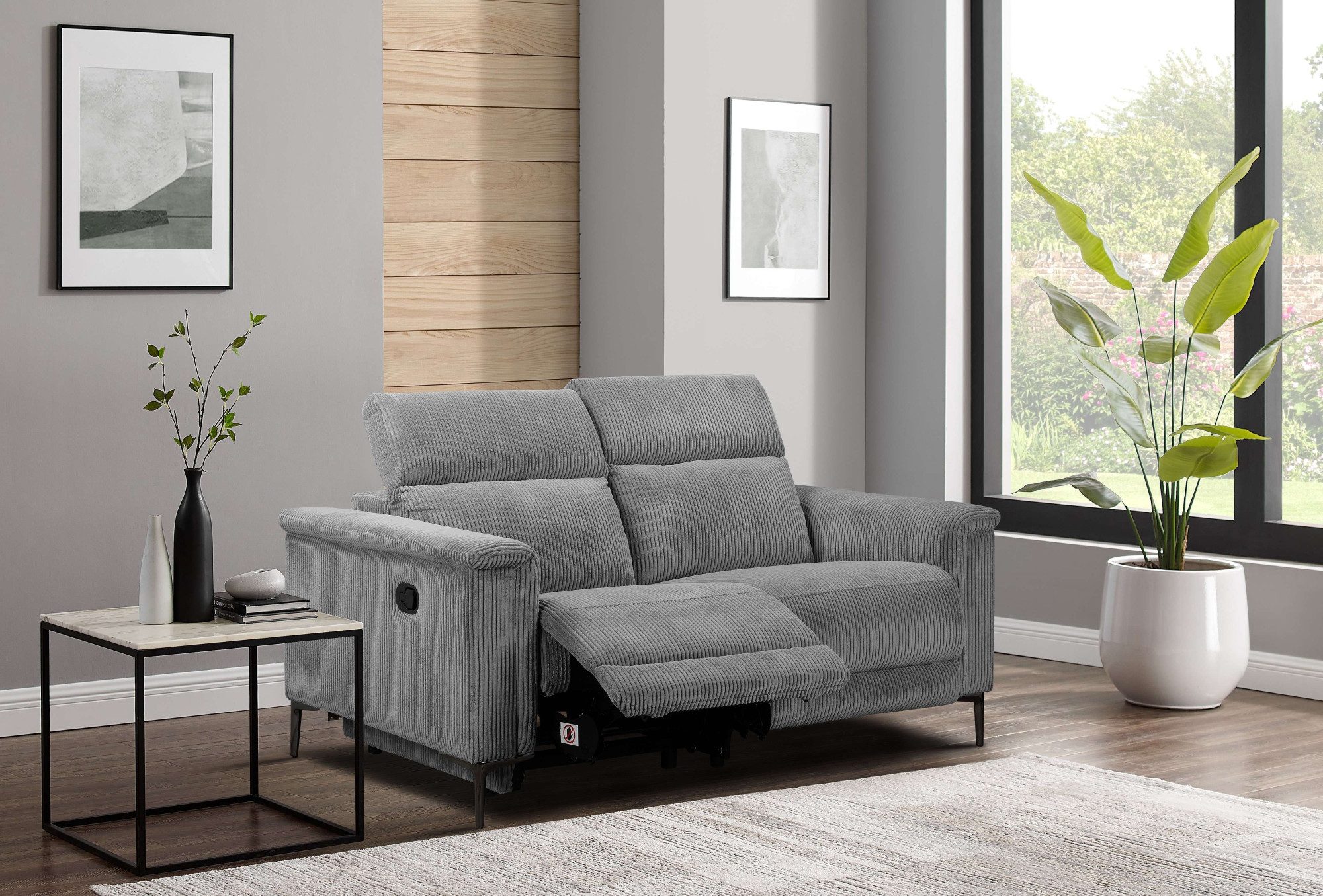 OTTO home 2-Sitzer LUND Cord, 160 cm, manuelle o. elektrische Relaxfunktion, manuell od. elektrisch (m.USB-A), Federkern und …