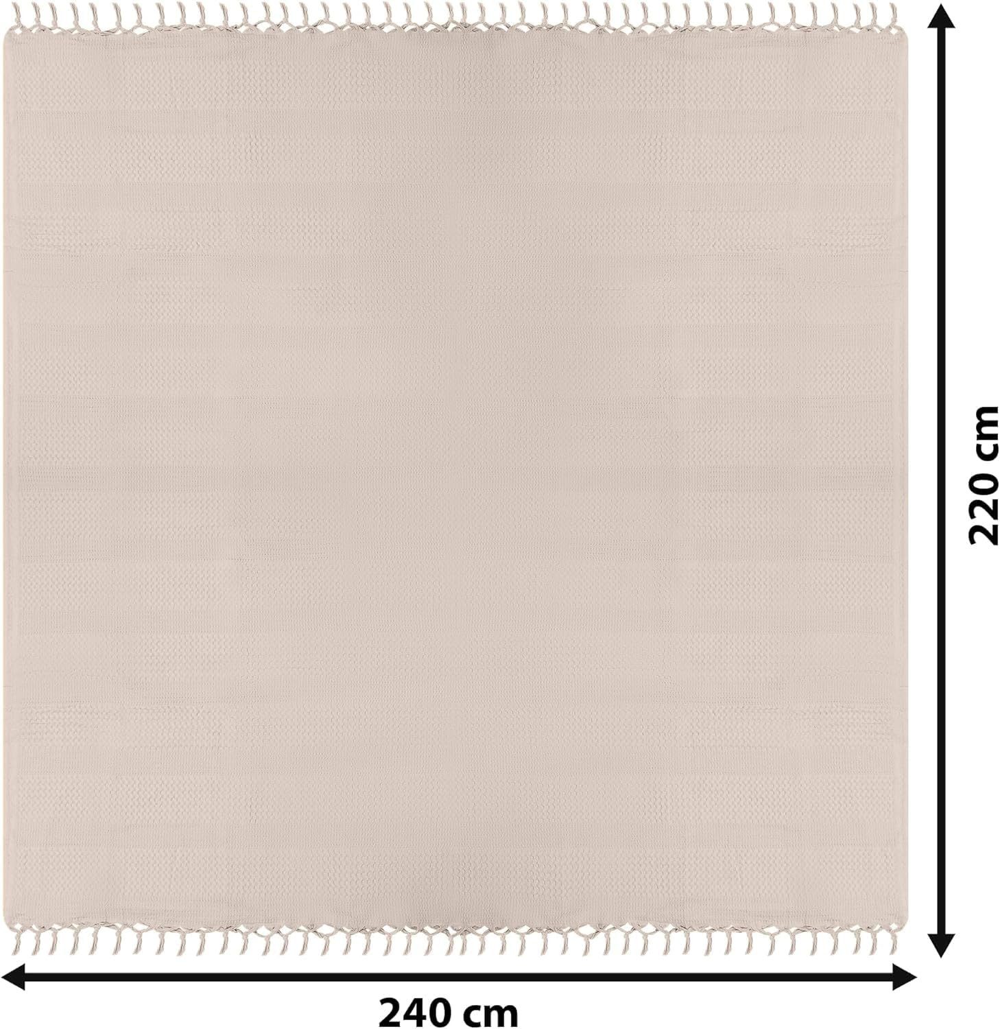 BOHORIA Tagesdecke Tagesdecke Santorini Sepia 220x240 cm Waffeloptik Überwurf Sofadecke