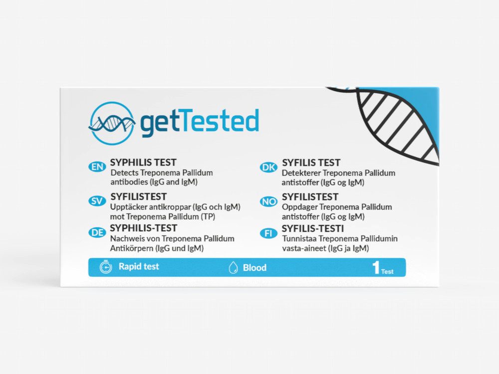 GetTested International AB Unverträglichkeitstest Syphilis-Test, 2 Messparameter, Testkit, 1-tlg., Syphilis Bluttest für zuhause, Syphilis IgG/IgM Bluttest