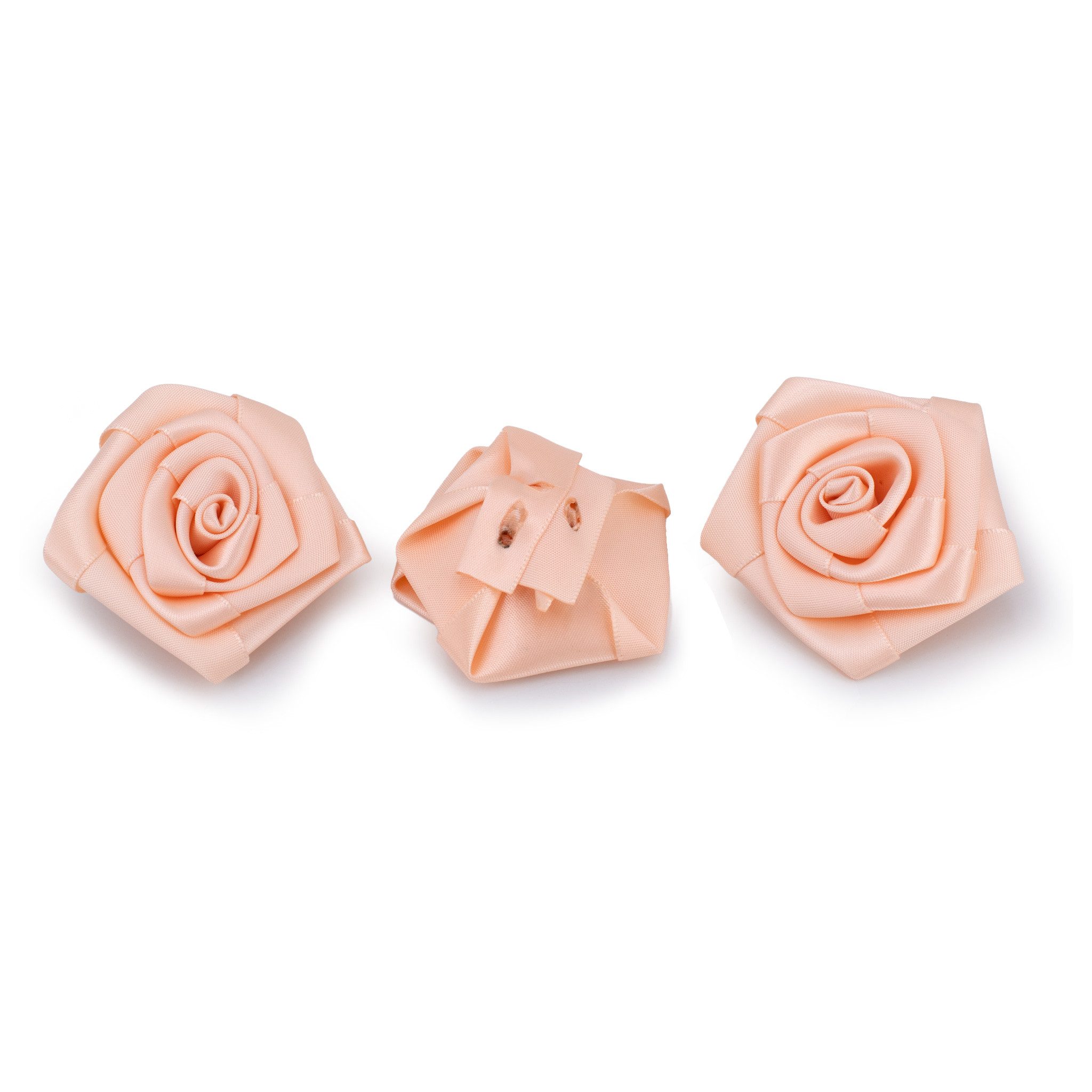 Creativery Streudeko, Satinrosen 6cm zum Basteln & Aufnähen 3 Stück Apricot
