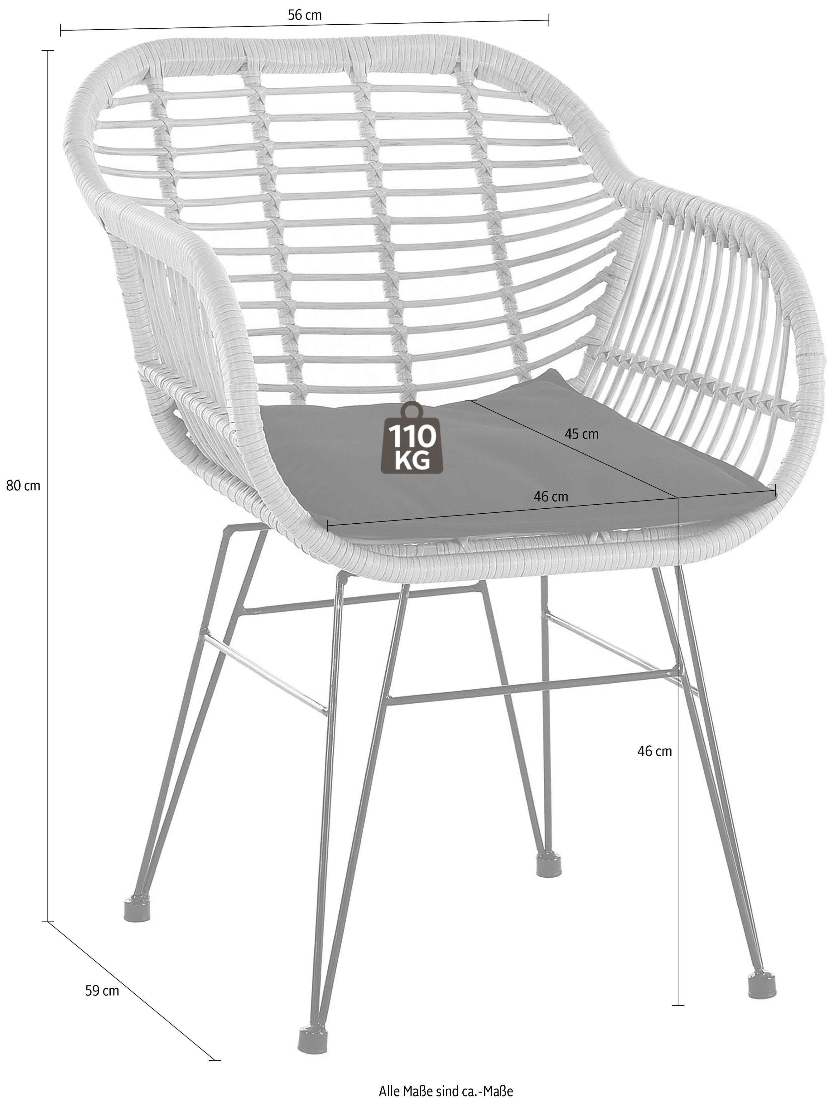 2 wetterfestem Stuhl Kunststoffgeflecht Rattanoptik (Set, St), aus SalesFever in