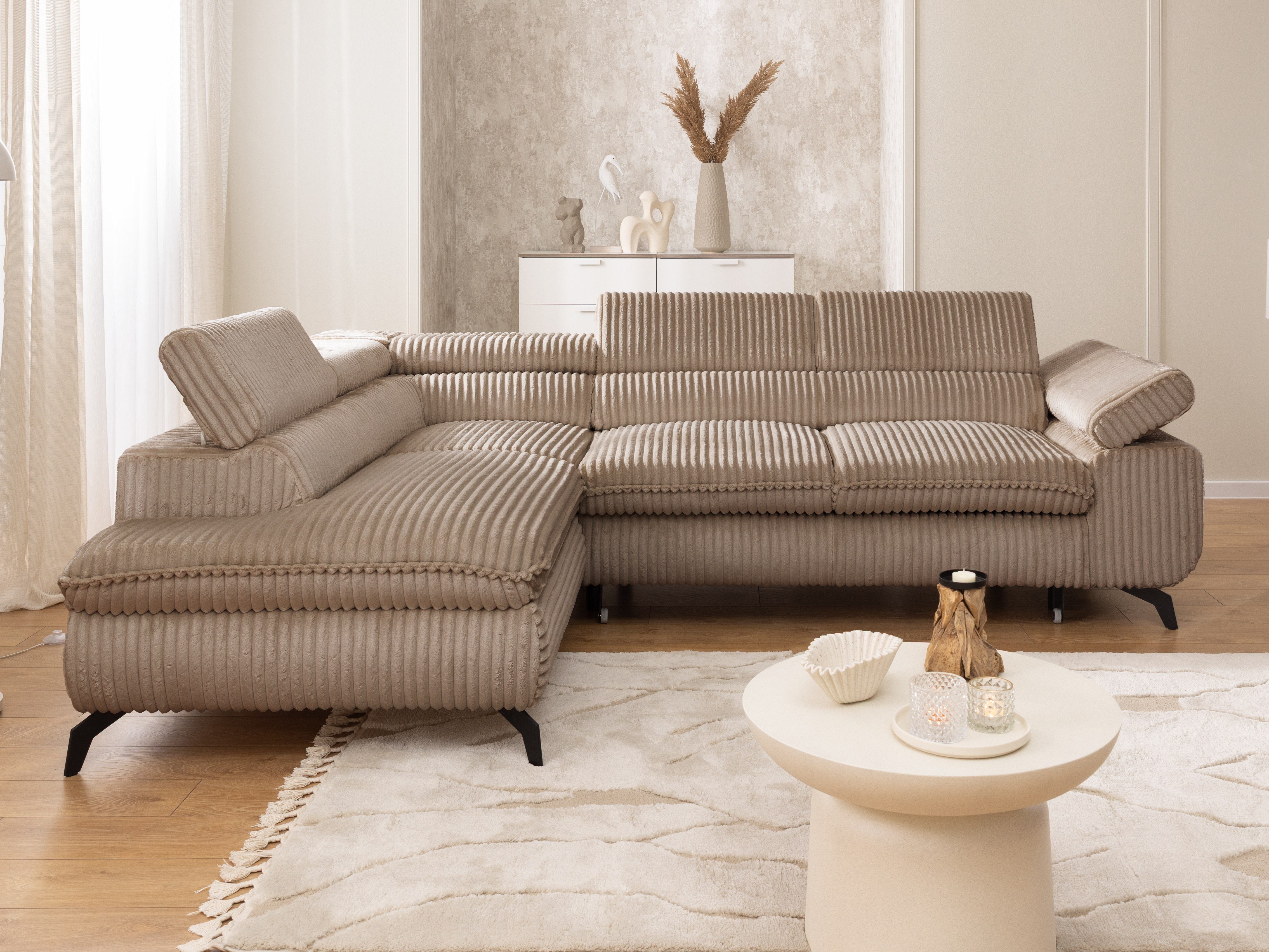 S-Style Möbel Ecksofa Bonnie mit Schlaffunktion Bettkasten und Kopfteilvers günstig online kaufen