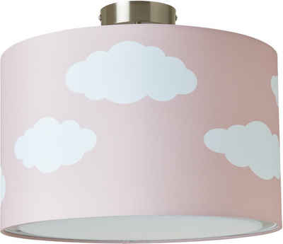 Lüttenhütt Deckenleuchte »Wulkje«, Deckenlampe mit Wolken - Stoffschirm Ø 40 cm, rosa / weiß, Höhe 32 cm