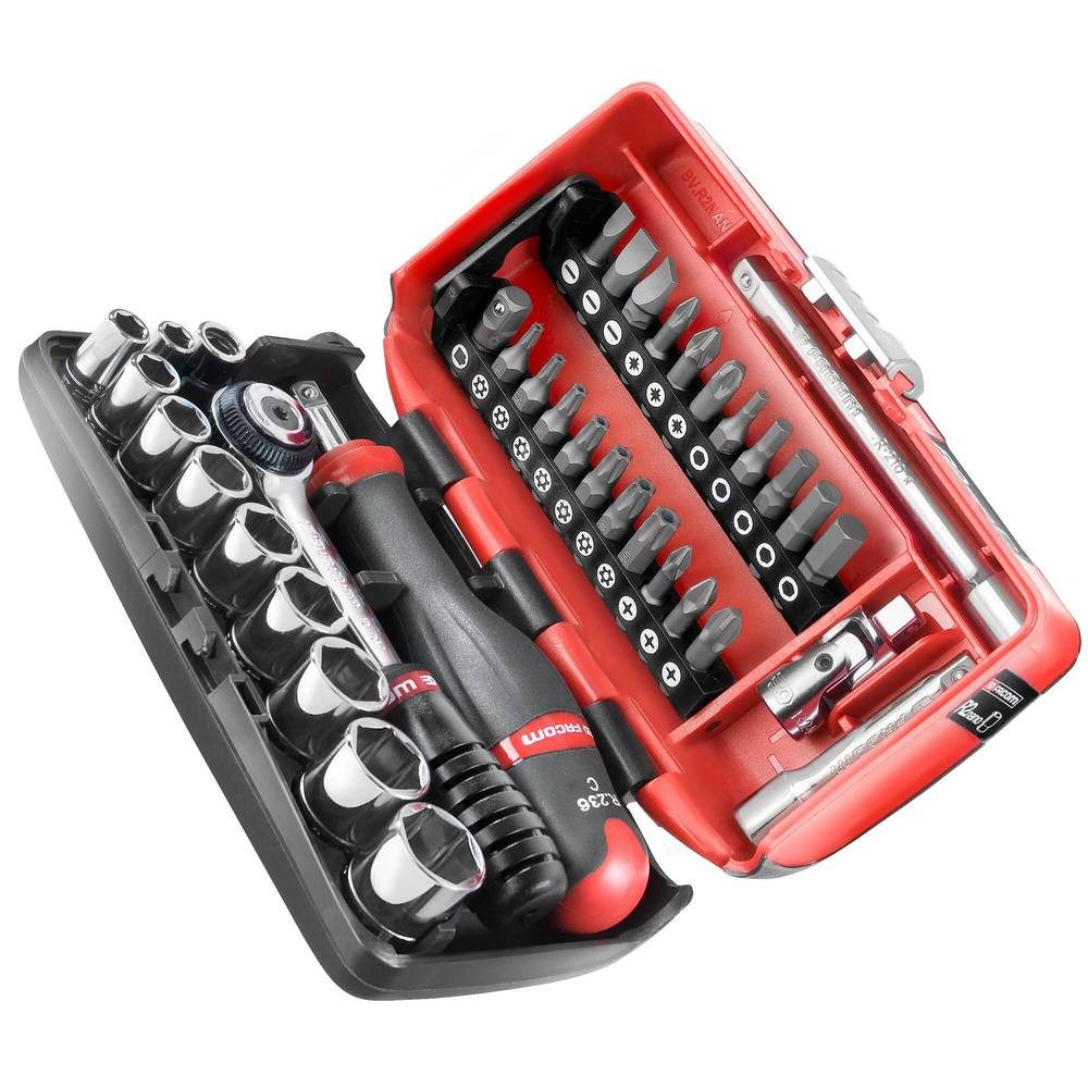 Facom Steckschlüssel Steckschlüssel-Satz 1/4″ mit Vollhand-Umschaltknarre R2NANOPB