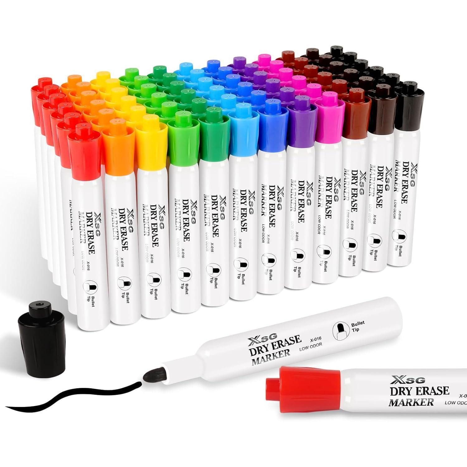 colpart Whiteboard Marker Whiteboard Marker Schwarz Folienstift Feine Spitze 72Stk 6-Farben Set