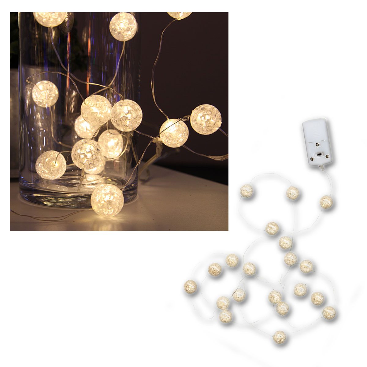 STAR TRADING LED-Lichterkette Batterie Lichterkette "Kugeln", 15 LEDs warmweiß