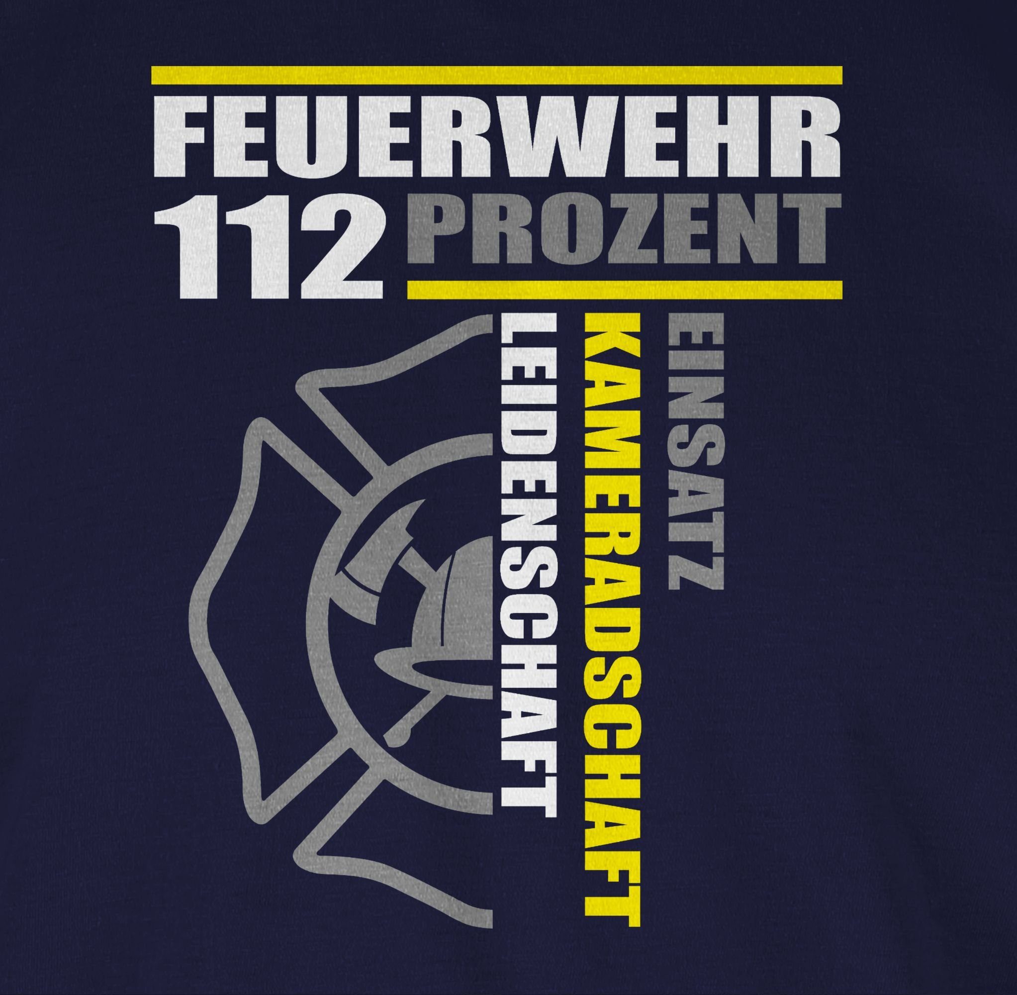 - Rundhalsshirt 112 - Shirtracer Blau Freiwilli Einsatz Feuerwehr Navy Feuerwehr 1 Prozent Leidenschaft Kameradschaft