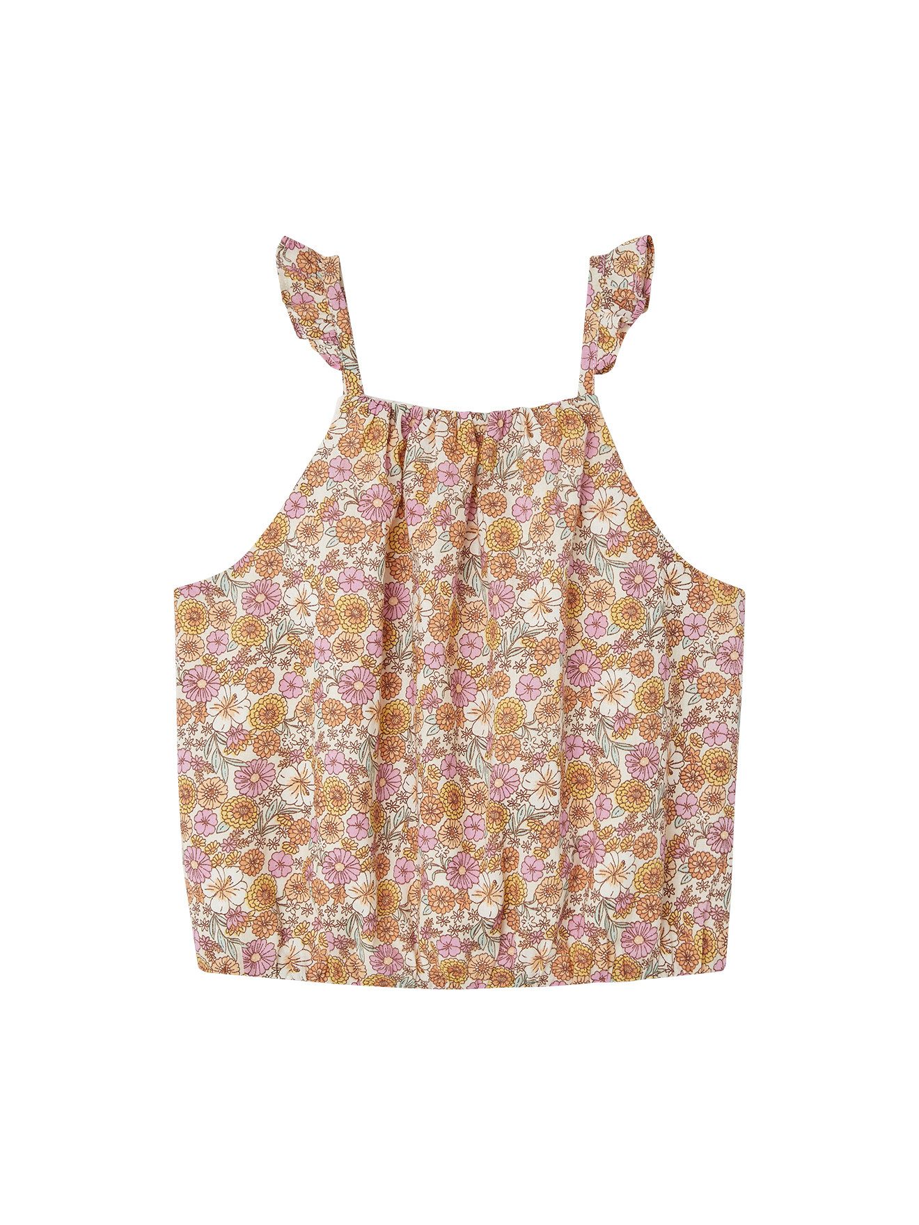 Kurzarmbluse Mädchen Cropped-Bluse mit Volantträgern