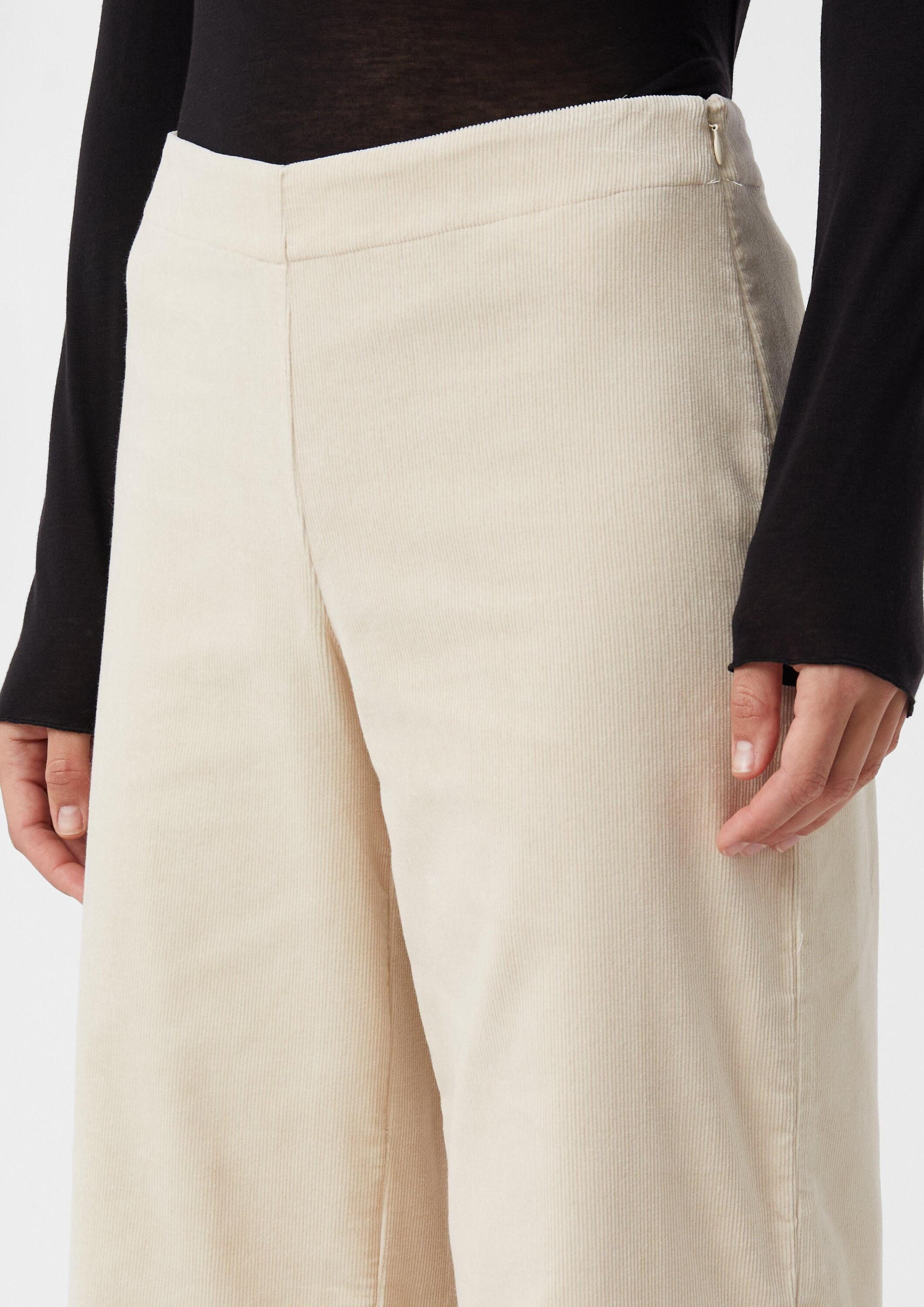 comma Chinos Hose Verkürzte Wide-Leg-Hose aus Cord im Relaxed Fit