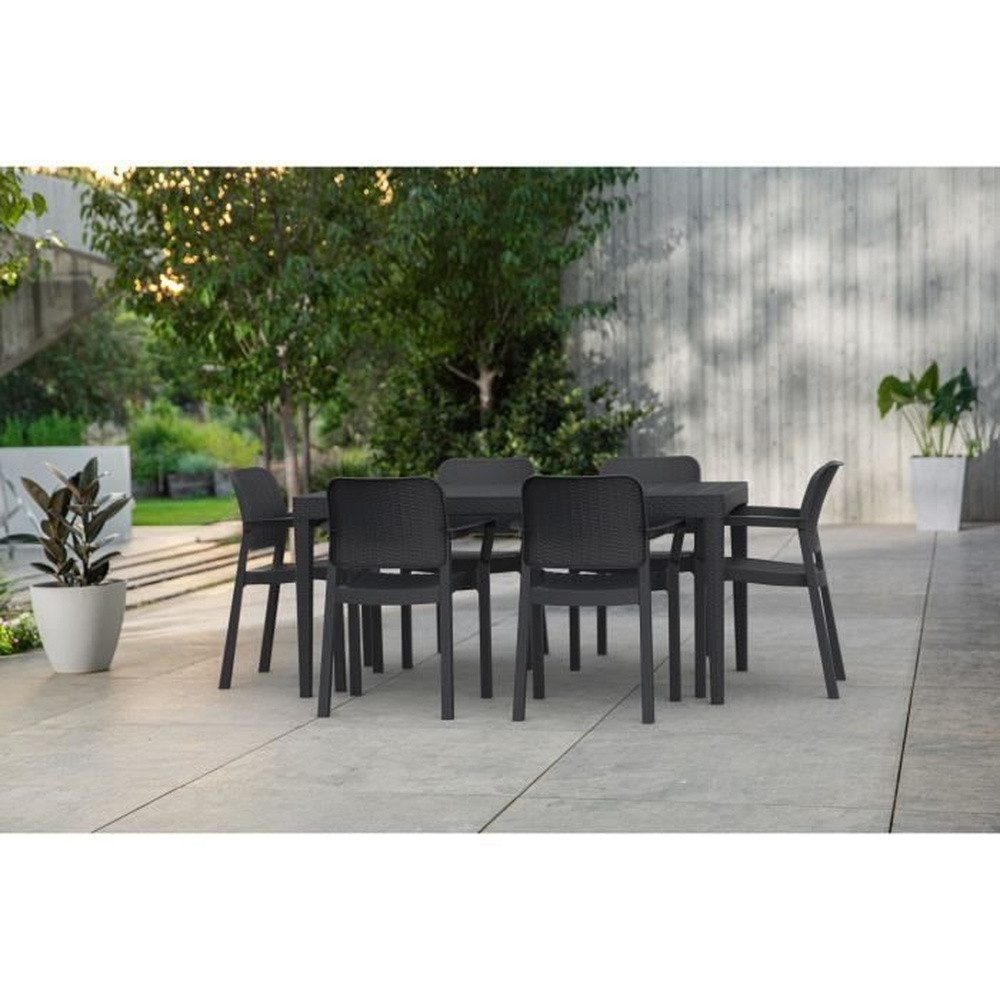 Allibert Gartenstuhl Konvolut von 6 Graphit-Monobloc-Sesseln – stapelbar in Kunstharz