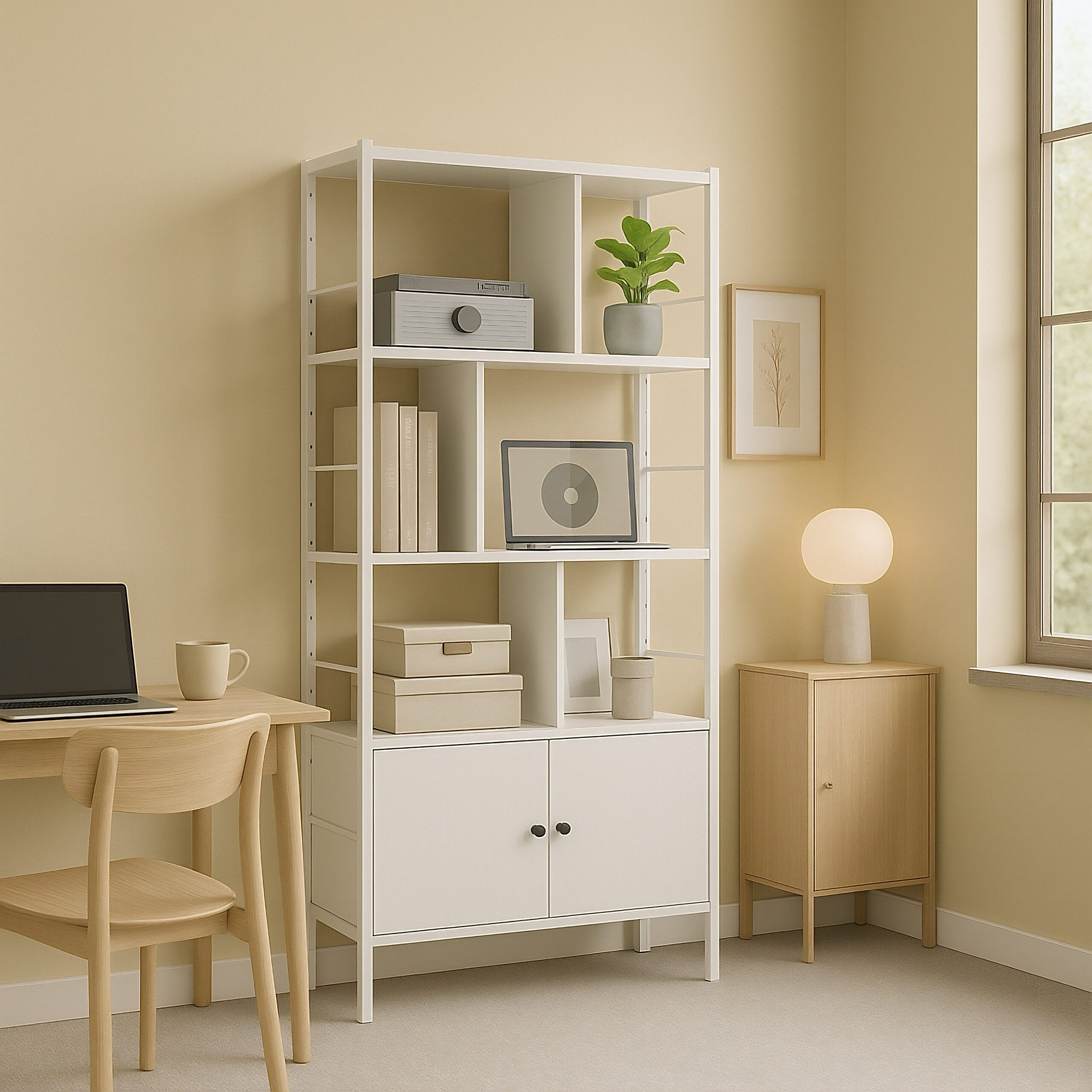 relaxdays Bücherregal mit Unterschrank, weiß günstig online kaufen