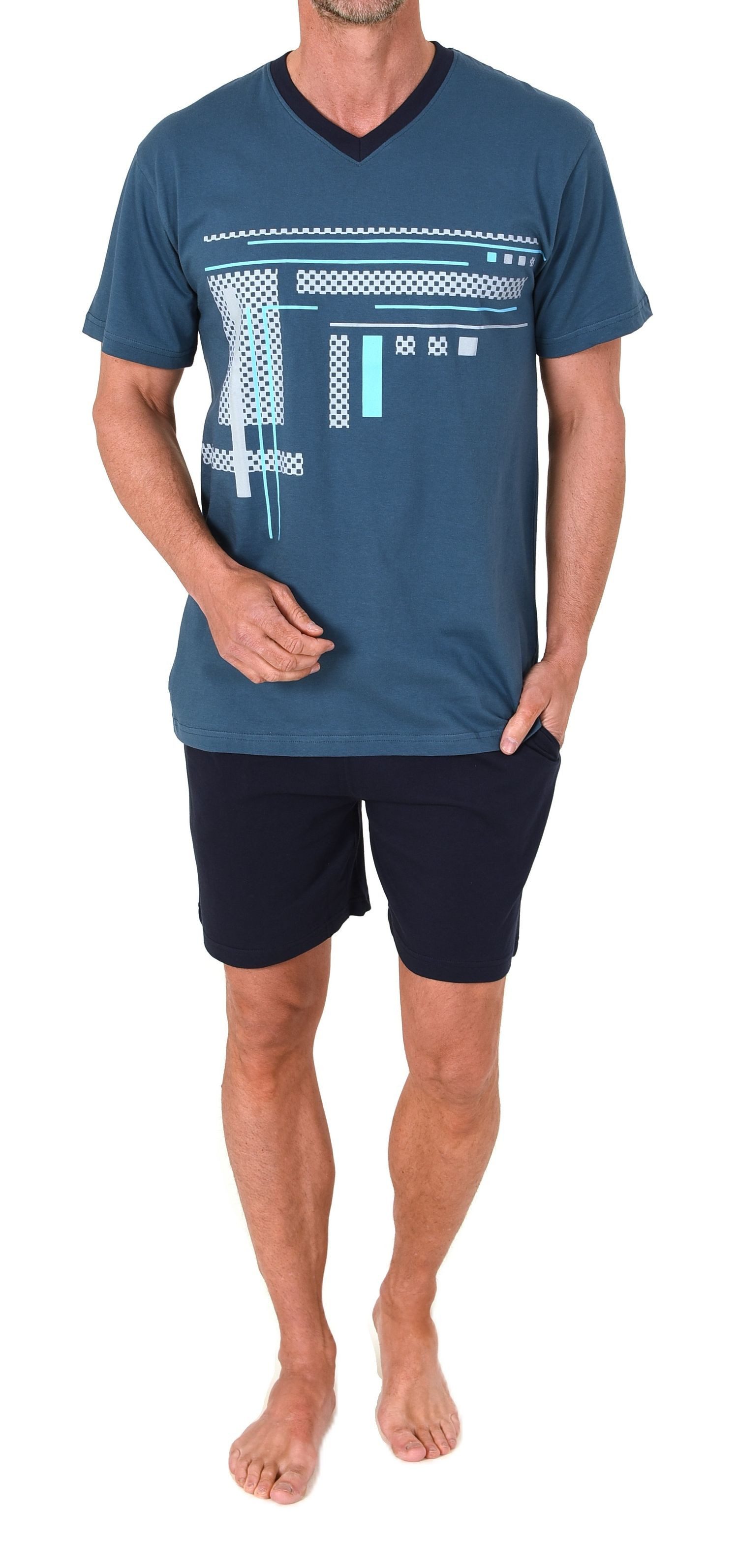 Normann Pyjama Normann Herren Schlafanzug Shorty mit Frontprint - auch in Übergröße – Bild 2 von 5