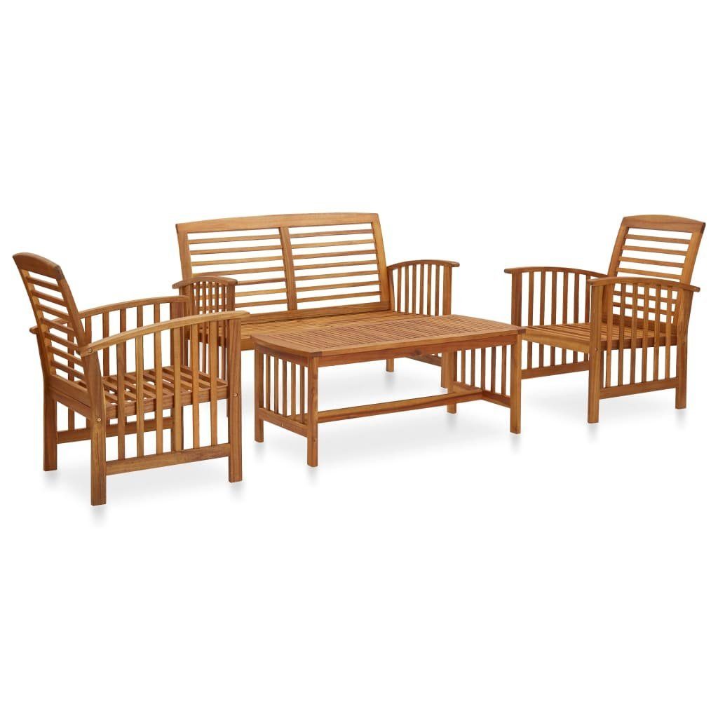 vidaXL Gartenlounge-Set 4-tlg. Garten-Lounge-Set Massivholz Akazie, (1-tlg)