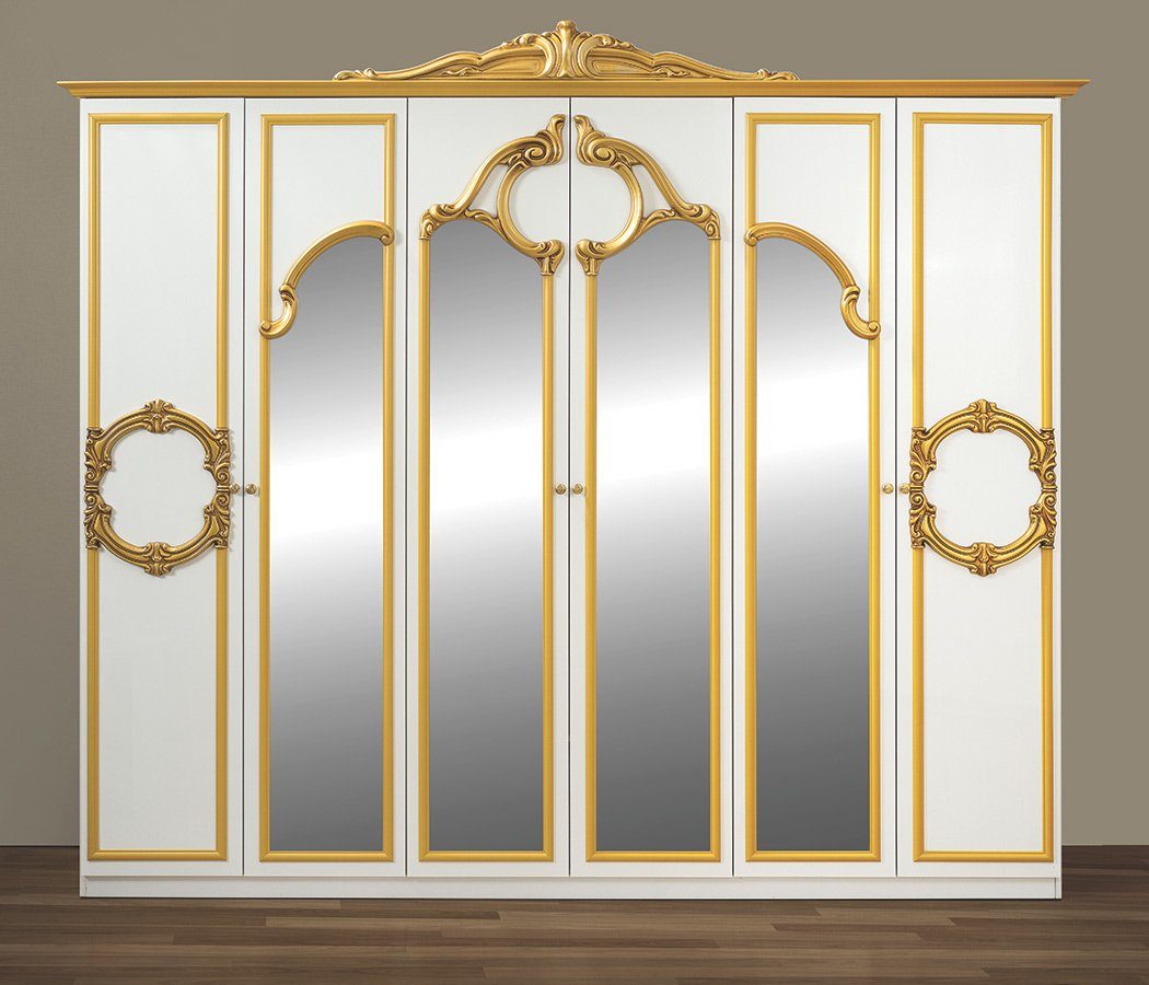 Interdesign24 Schlafzimmer-Set Barokko, (im klassischen Barock Stil, 4-Teilig), Weiß/Gold Hochglanz