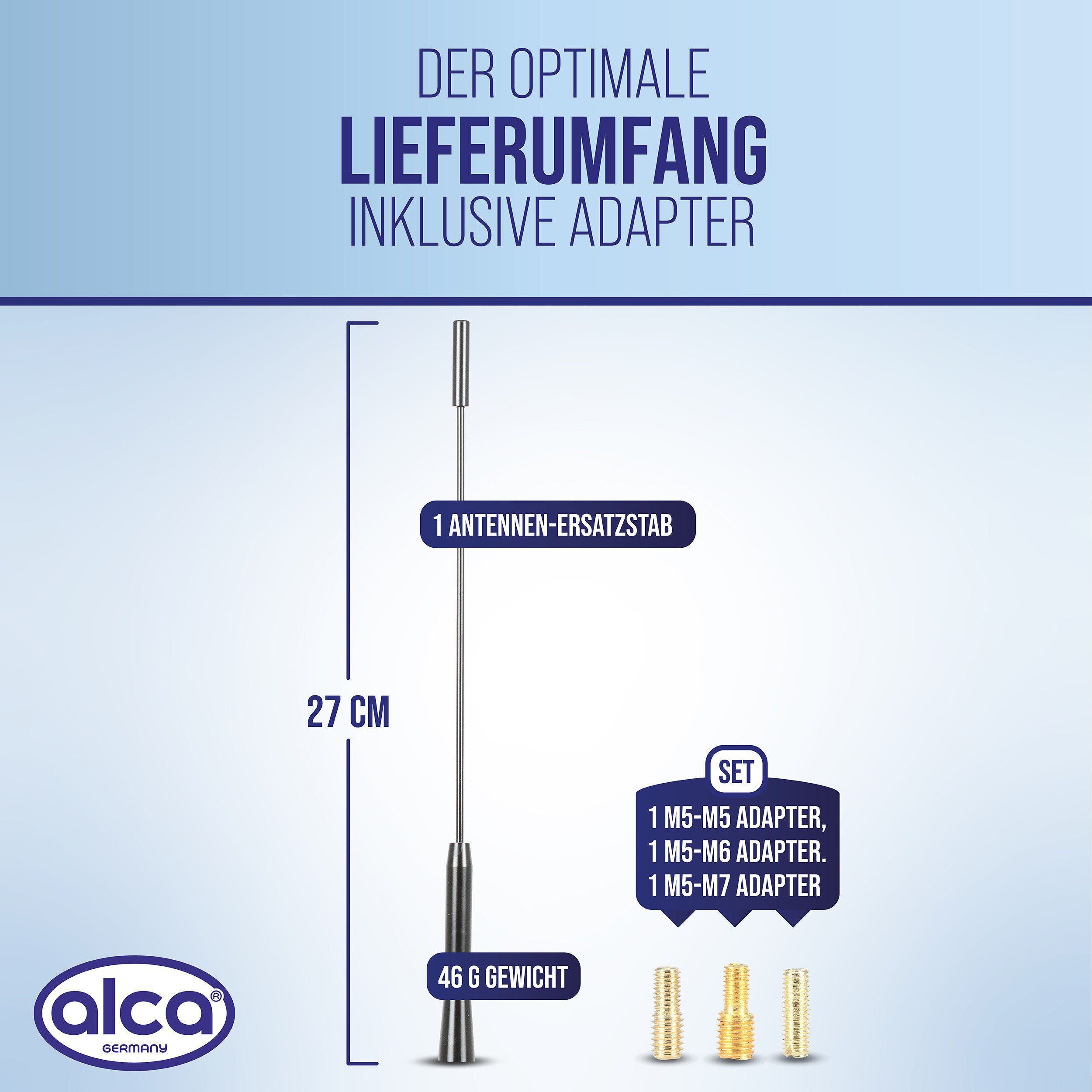 alca Dachantenne AM FM DAB+ Auto Marder-Stopp 27 cm schwarz M4 M5 M6 Autoradio-Ersatzantennenstab (AM/FM)