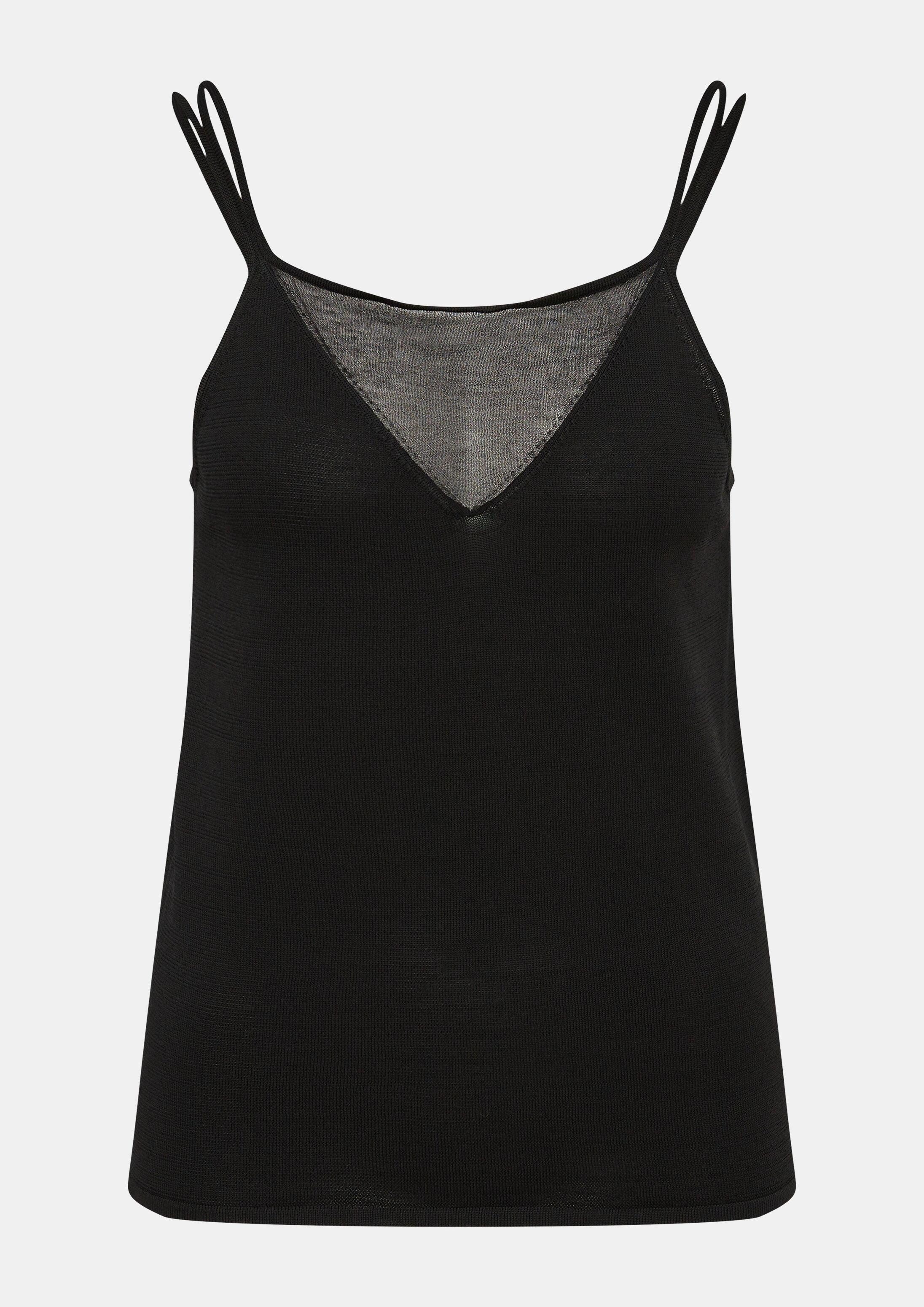 comma Rundhalspullover Strickpullunder Stricktop mit transparentem V-Ausschnitt