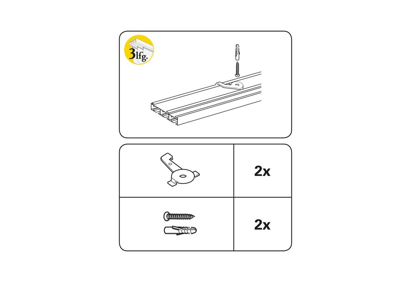 Gardinenstangenhalter »Deckenträger 3-laufig«, GARDINIA, (2-St), Serie Flächenvorhang Technik Atlanta-kaufen