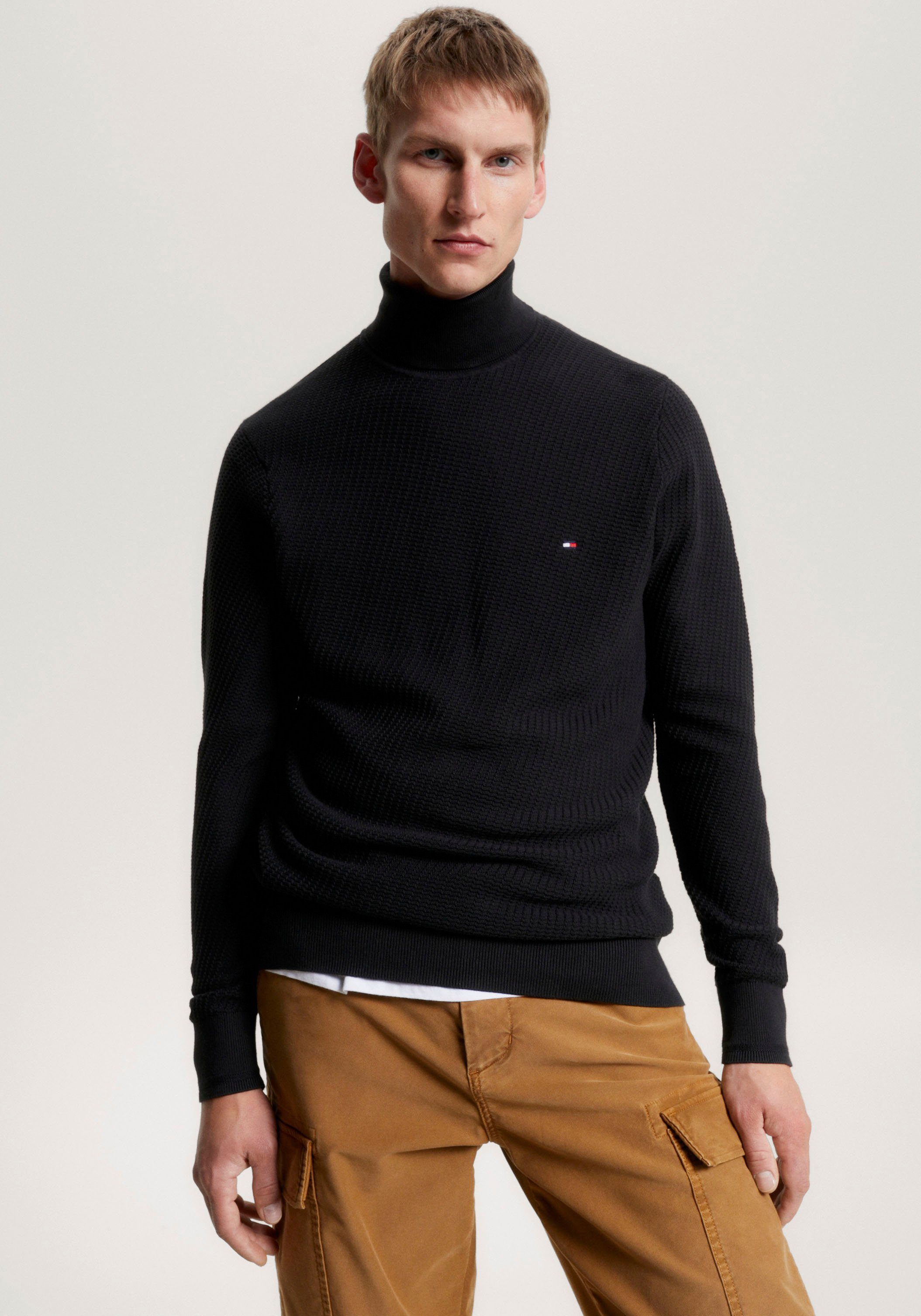 Tommy Hilfiger Rollkragenpullover RECTANGULAR STRUCTURE ROLL NK black | Strickpullover