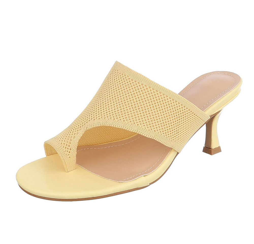 Ital-Design Damen Mule mit Absatz und offenem Design Zehentrenner (91895903) Pfennig-/Stilettoabsatz Sandalen & Sandaletten in Gelb