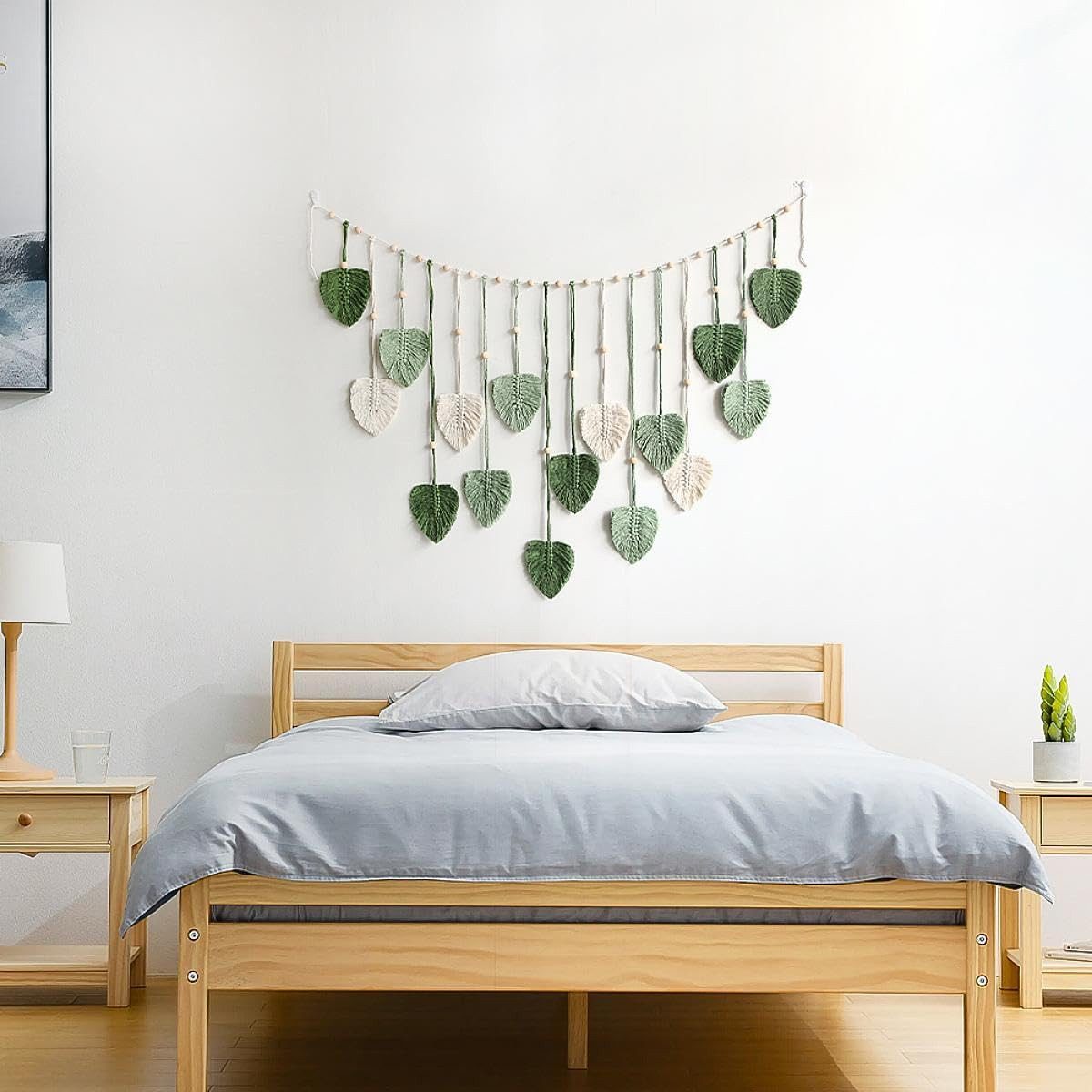 Zaewry Hängedekoration Makramee Wandbehang Handgemacht Wandteppich Boho Wohnungs Dekorationen, Chic Kunst Gewebte Feder Wanddeko Blatt Wandteppich – Bild 5 von 5