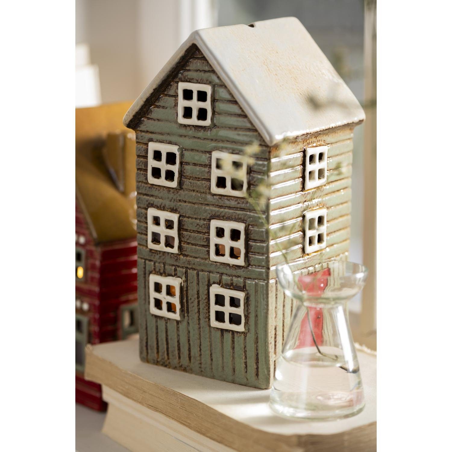 Ib Laursen Kerzenhalter Ib Laursen Haus für Teelicht Thorshavn rote Tür an günstig online kaufen