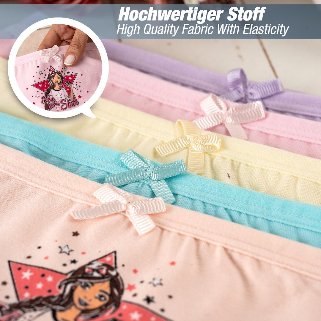 Baumwolle (Spar-Packung, Slip Mädchen Kinder Unterhosen 10 Unterwäsche LOREZA STERNE 10-St) Slips