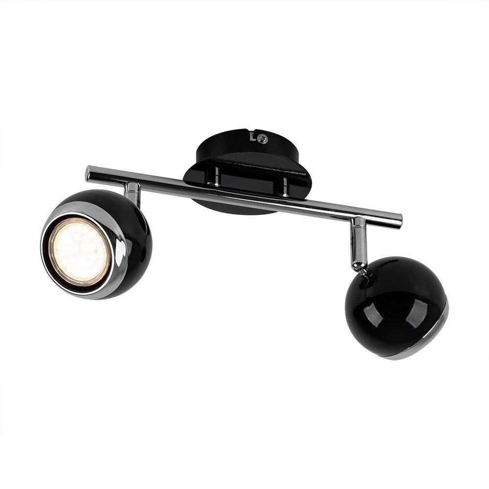 Globo LED schwenkbar 2 Metall Warmweiß, Leuchtmittel Deckenlampe Deckenleuchte, Chrom schwarz inklusive, Deckenstrahler Flammig