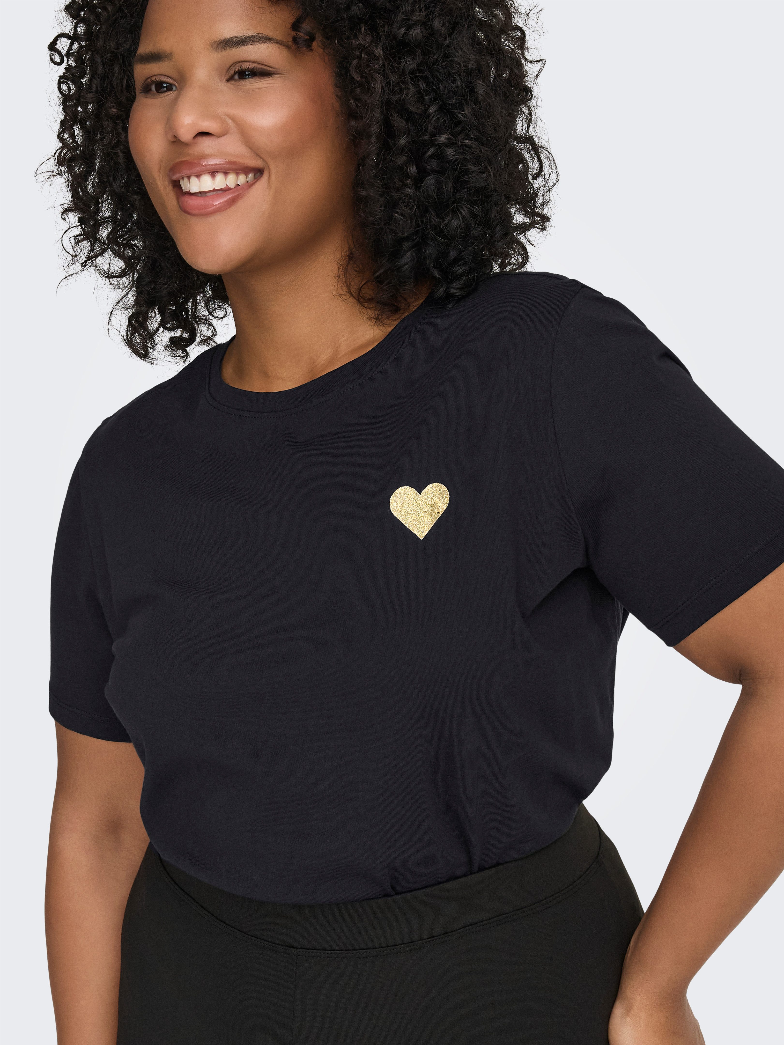 ONLY CARMAKOMA T-Shirt CARKITA LIFE S/S LOGO TOP JRS NOOS Baumwolle, regular fit