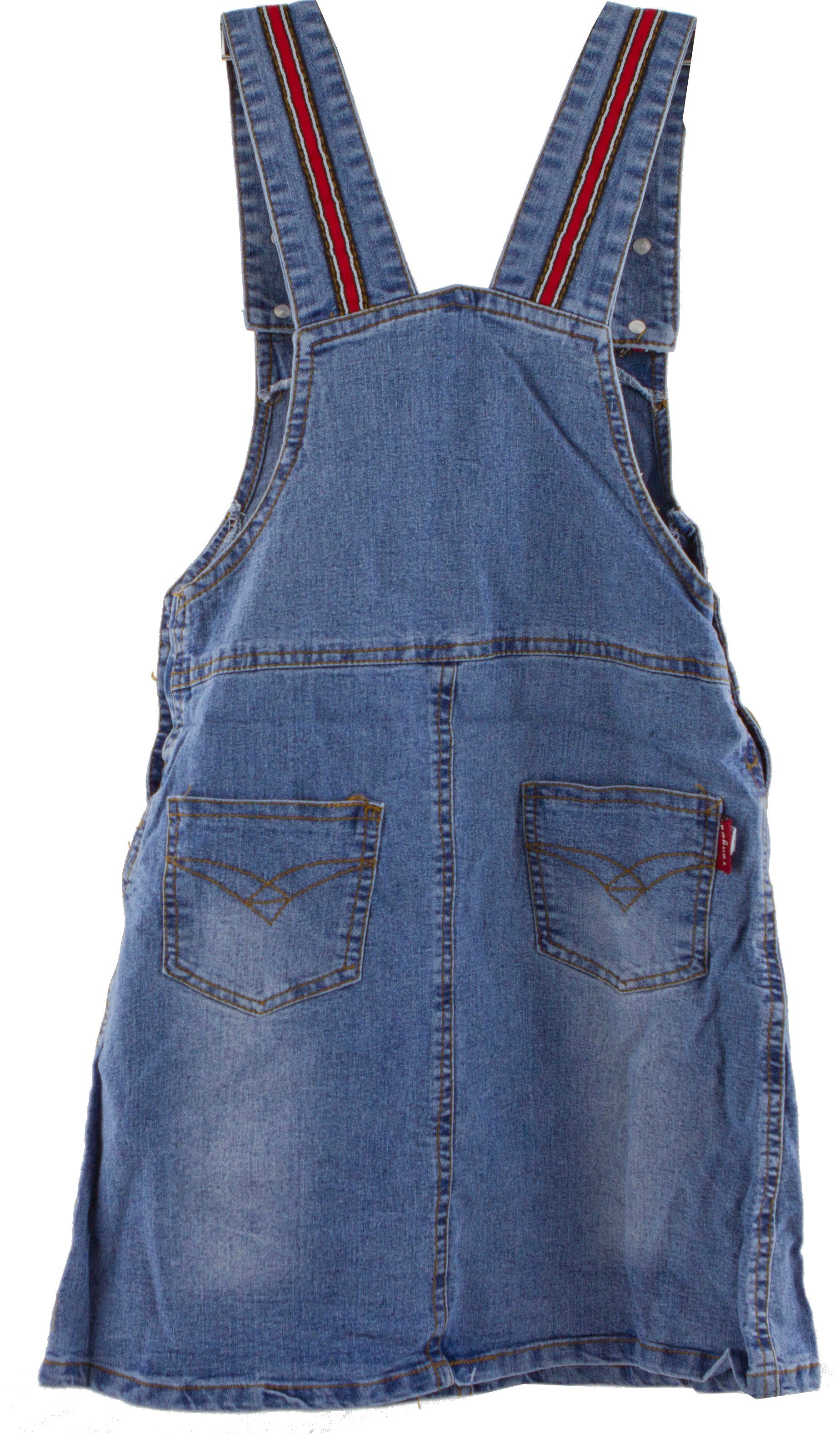 AvaMia Jeanskleid Mädchen Jeanskleid Kleid mit Trägern Gürtel Patches Girl Kids Kinder Love