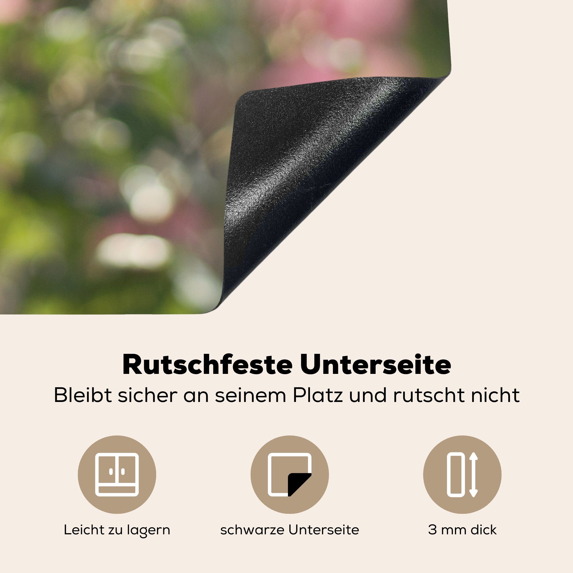 MuchoWow Herdblende-/Abdeckplatte für cm, küche, (1 Ceranfeldabdeckung Induktionskochfeld Rosa, 81x52 Blumen Schutz tlg), - Vinyl, die Rosen 