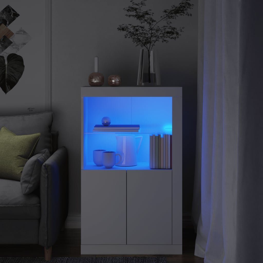vidaXL Weiß (1-St) LED-Leuchten mit Fächerschrank Holzwerkstoff Beistellschrank