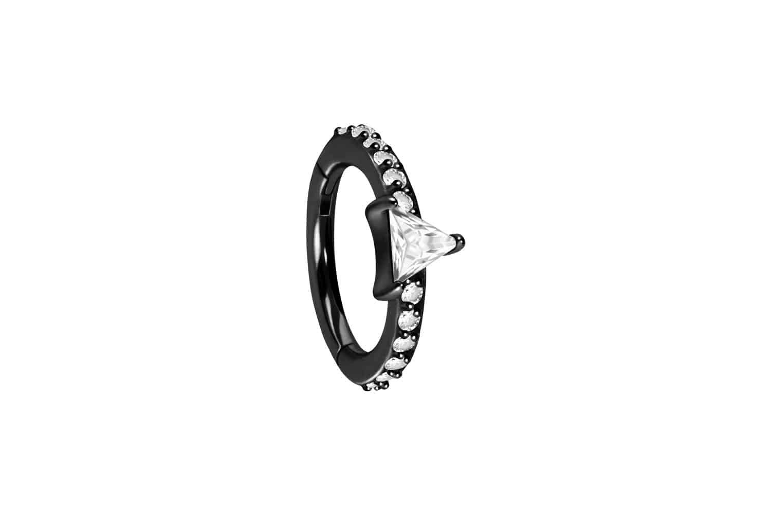 Nasenpiercing Chirurgenstahl Segmentring Clicker KRISTALLDREIECK + EINGEFASSTE