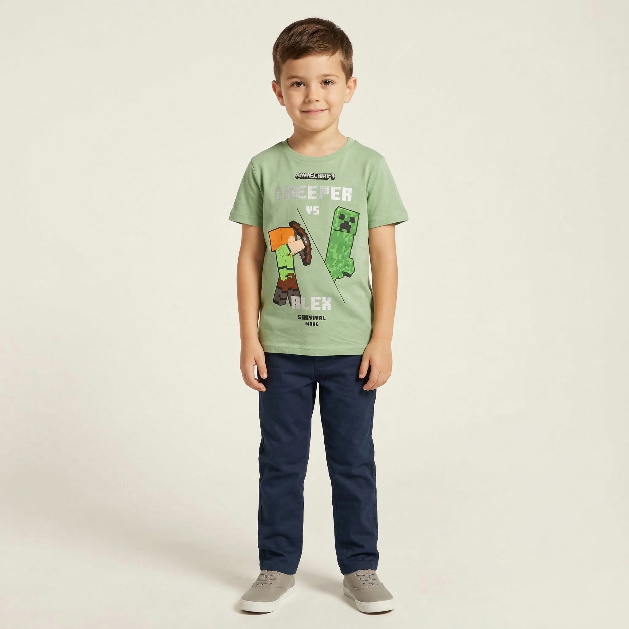 Minecraft Print-Shirt Minecraft Alex Creeper Kinder jungen T-Shirt Gr. 116 bis 152 - 100% Baumwolle