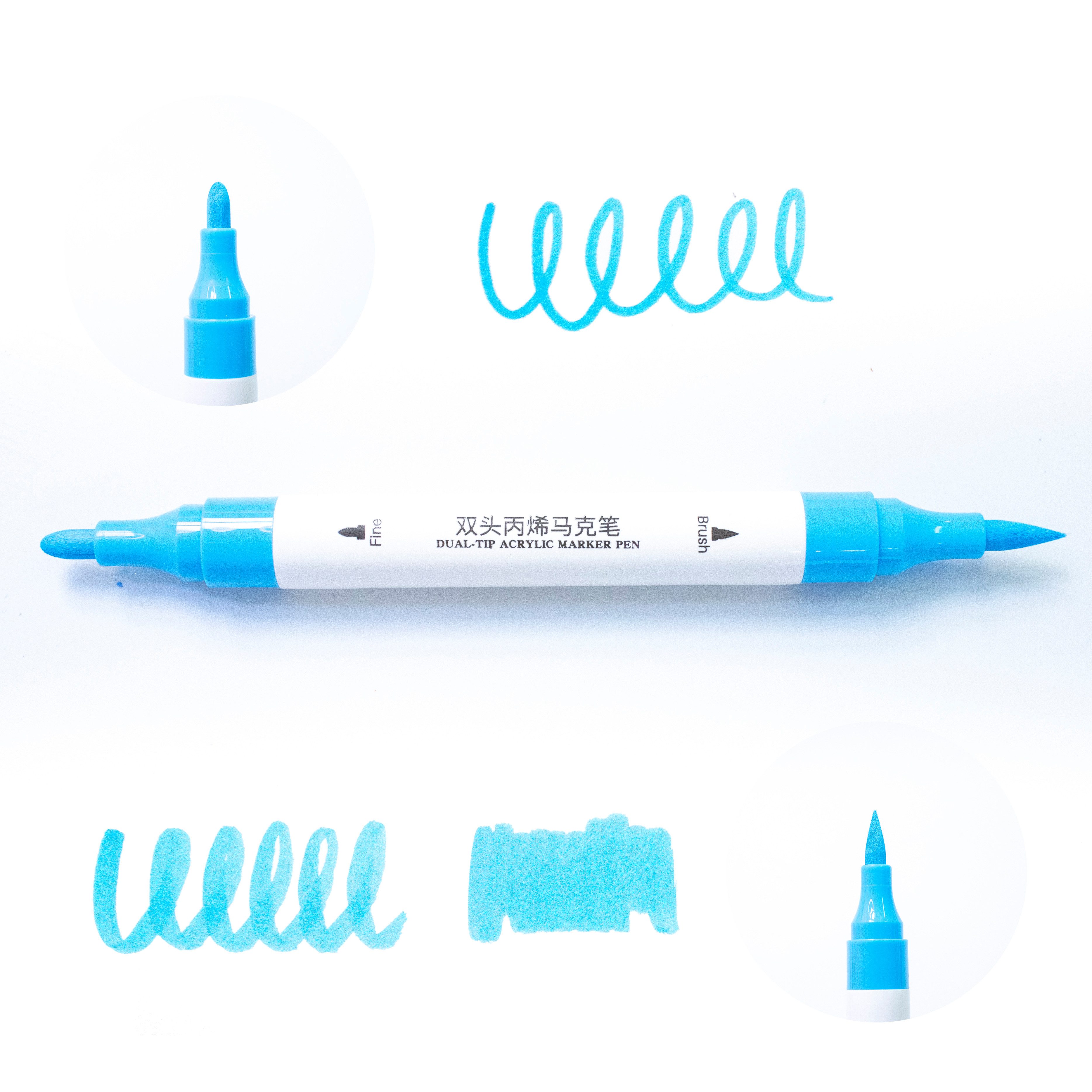 Artecho Marker Doppelspitze Acrylstifte Set– 24/48 Farben,mit Feiner & Breiter Spitze, Wasserfest, Acrylmarker für DIY, Glas, Stein, Holz & Leinwand