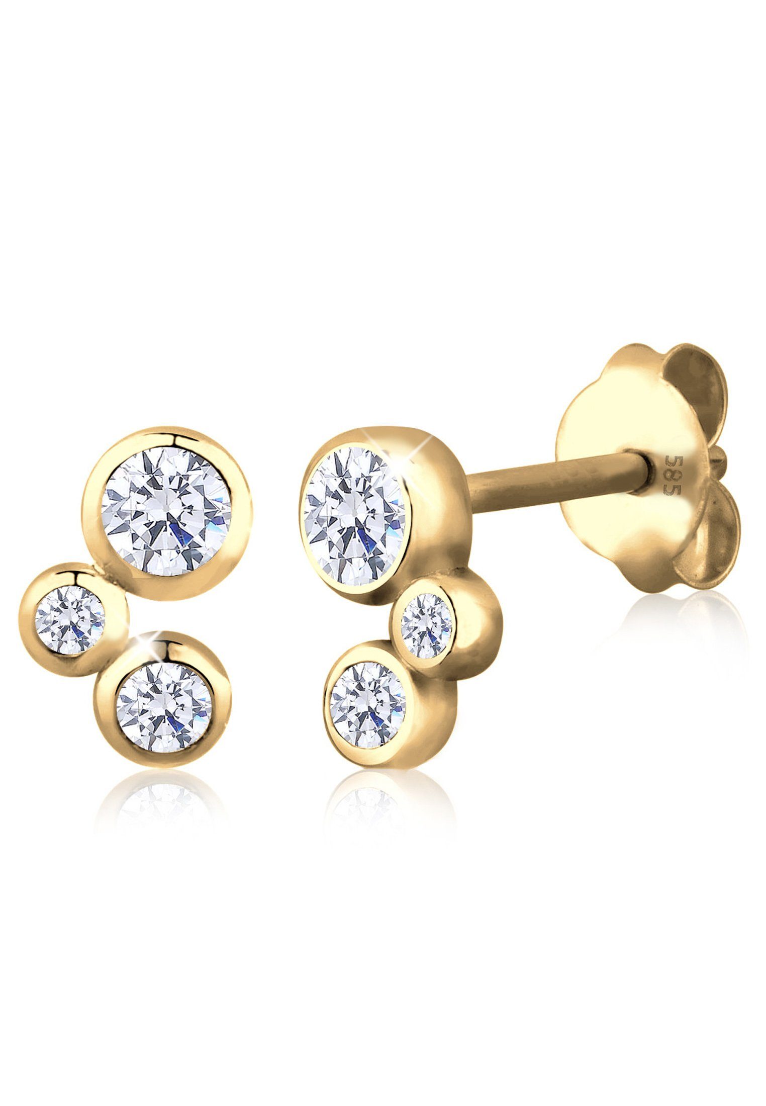 Elli Premium Paar Ohrstecker Basic Geo Hochwertig Zirkonia 585 Gelbgold