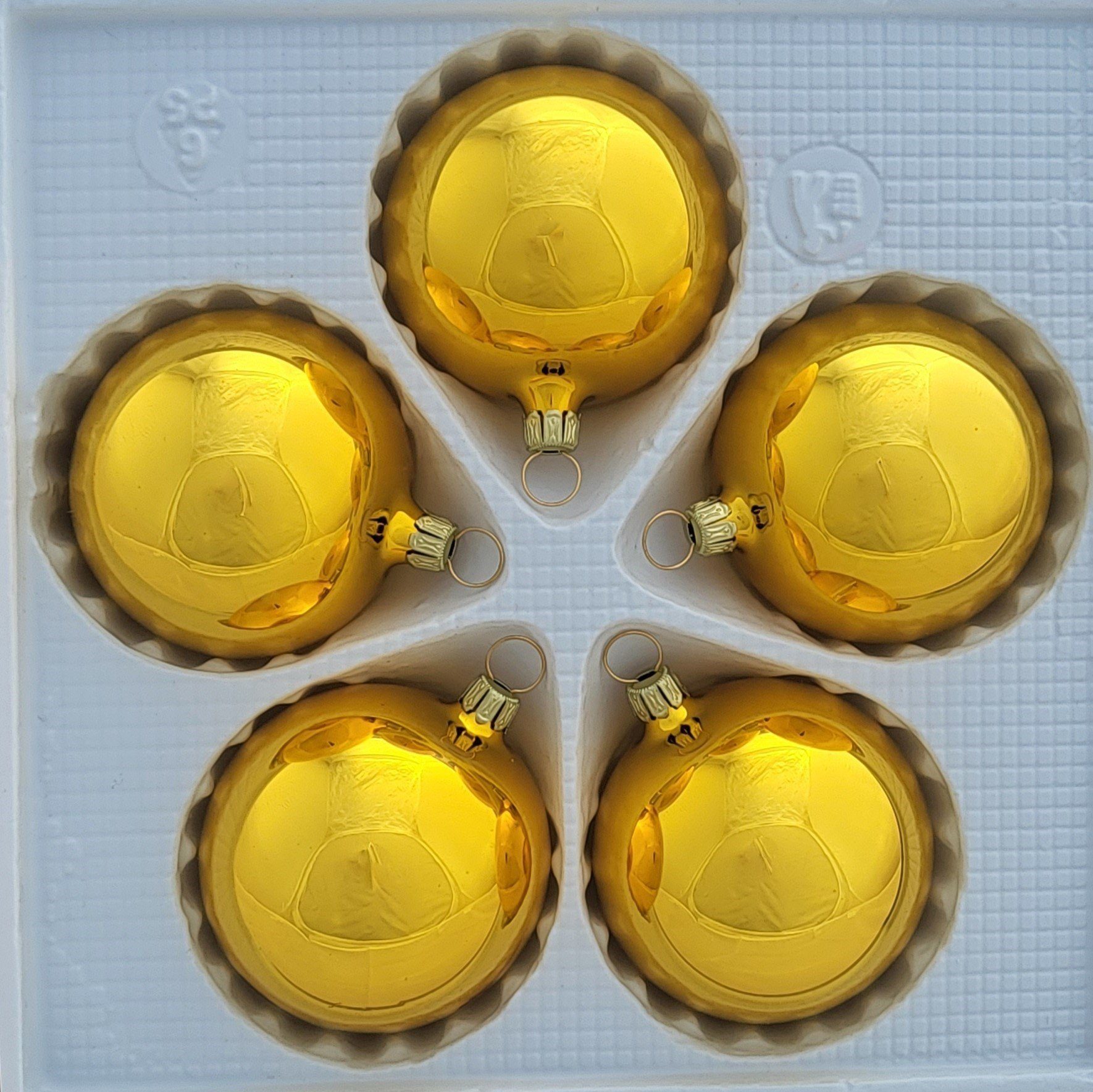 Lauschaer Glas Christbaumschmuck Christbaumschmuckkugeln in verschiedenen Farben und Größen gold glanz