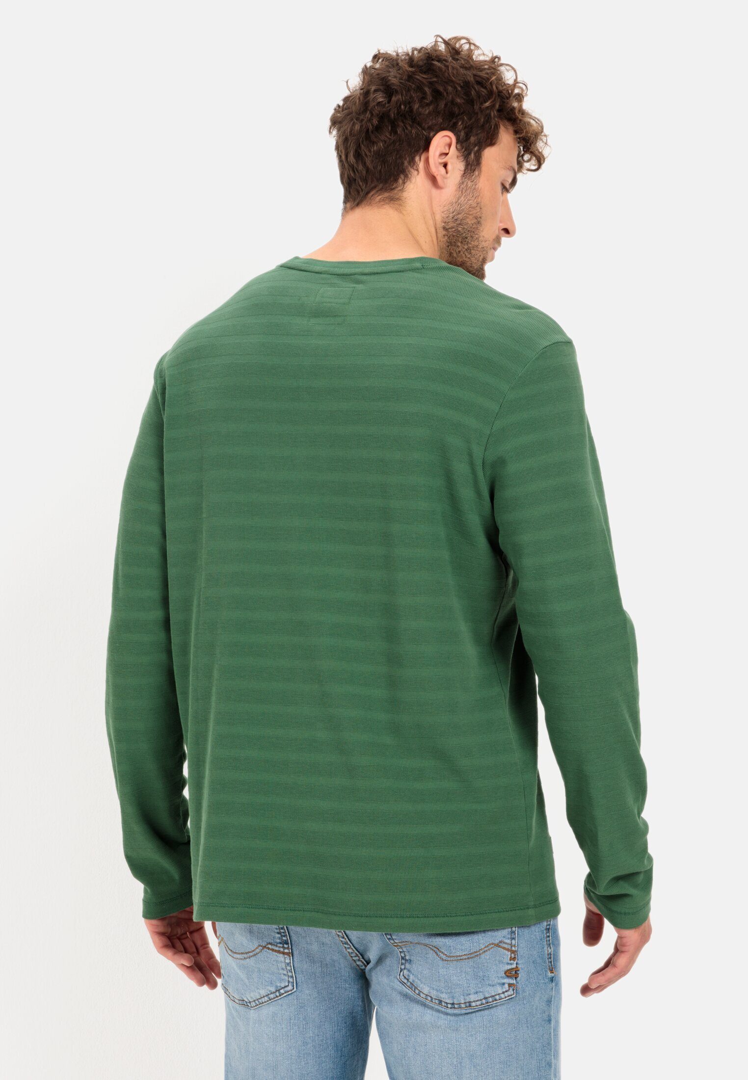 camel active Henleyshirt aus reiner Baumwolle Grün