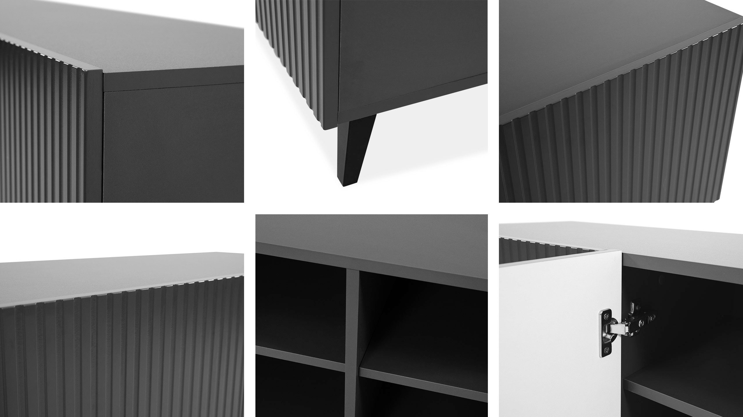 MIRJAN24 Vitrine Vamos Grey (mit Tür) Fronten gefräst, Gehärtetes Glas – Bild 4 von 5